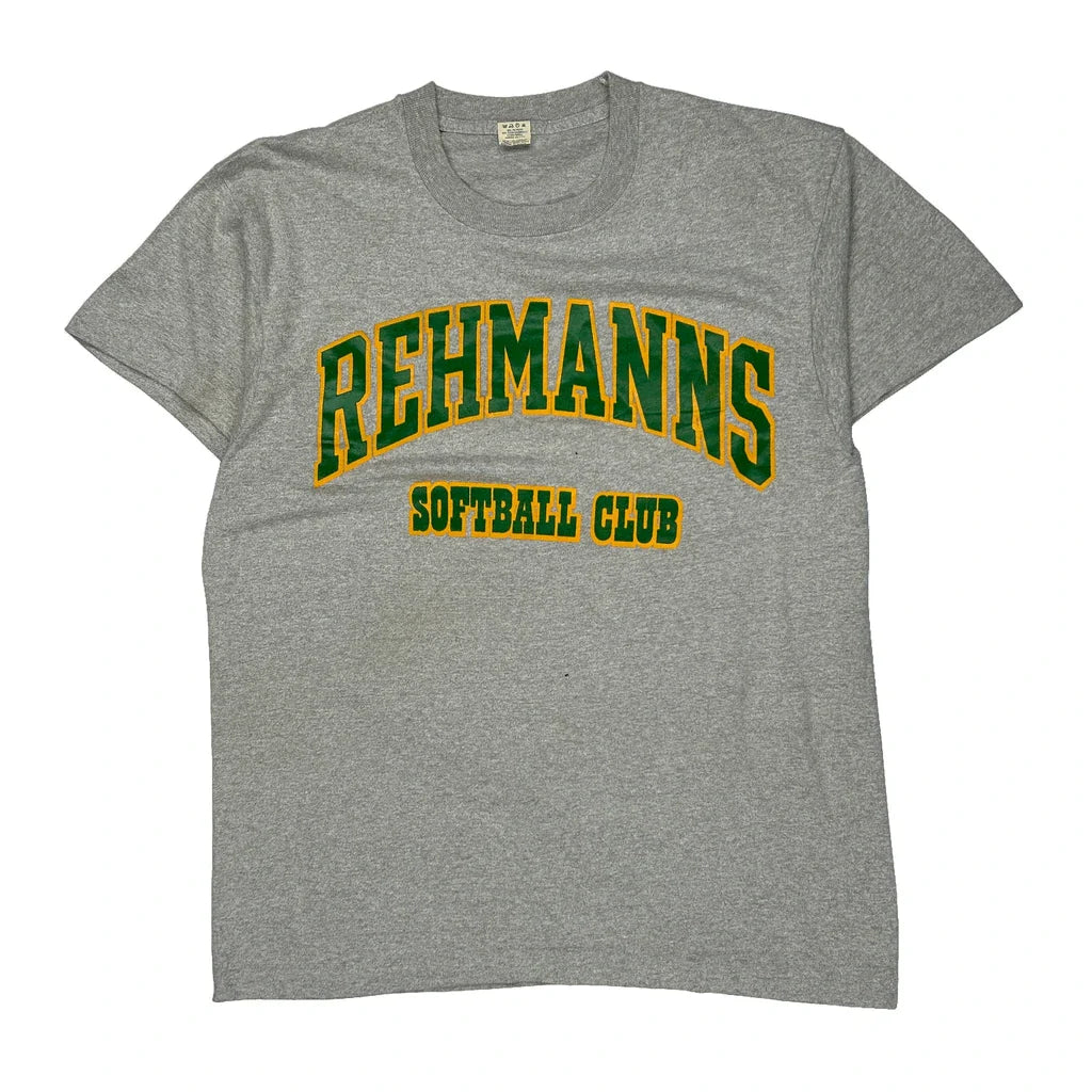 Softball Club Screen Stars T-Shirt - XL Grey Cotton Blend Refurbished - Thrifted (note: this is a term often used to describe second- refurbished available on Cerqular