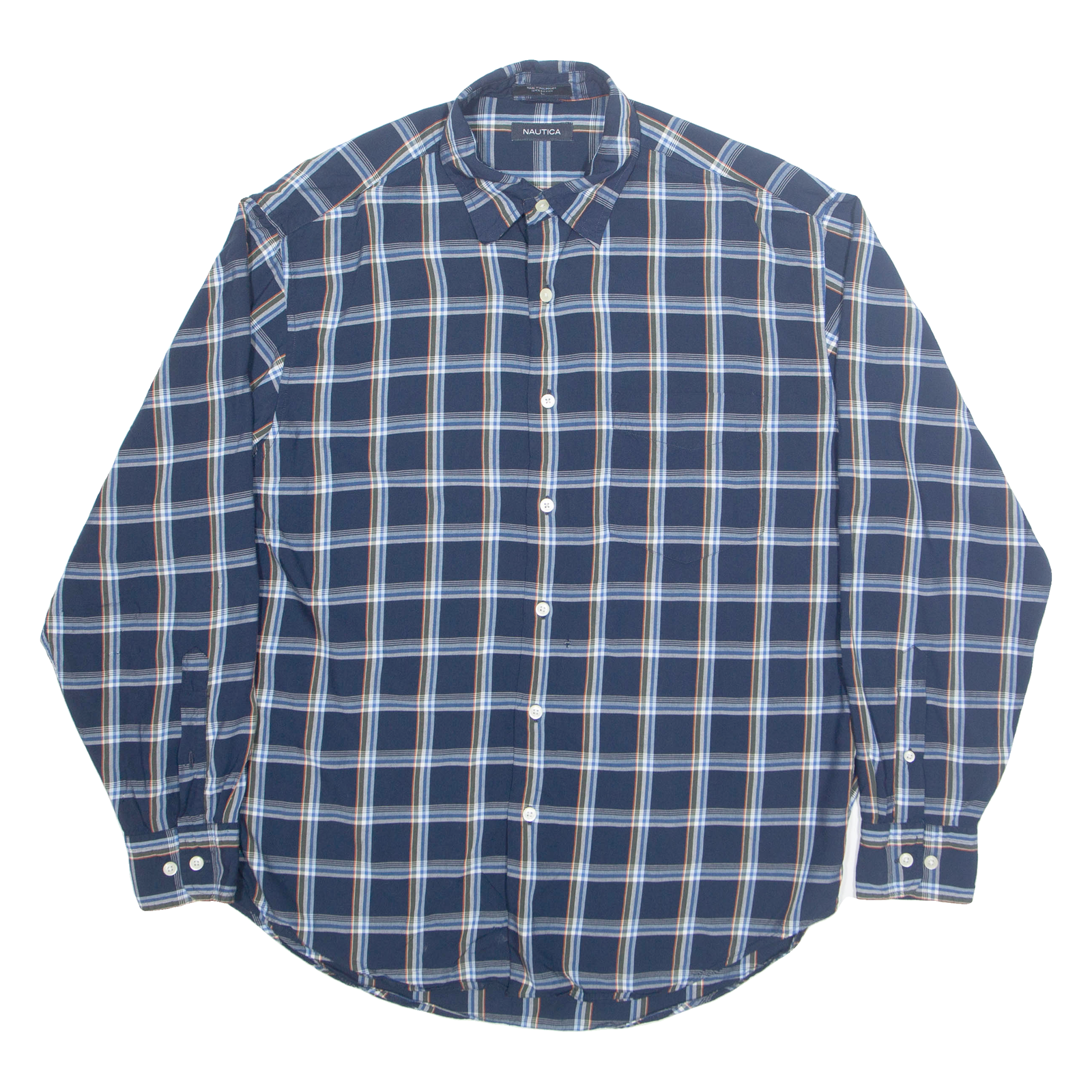 NAUTICA Mens Shirt Blue Check Long Sleeve L Refurbished - N/A refurbished available on Cerqular