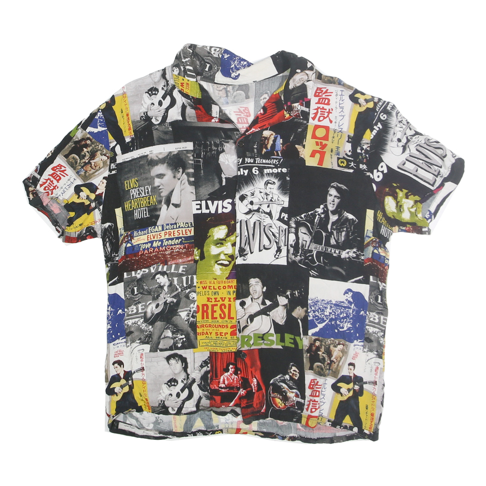 ELVIS PRESLEY Mens Black & Multi Elvis Presley Print Shirt S Viscose Refurbished - N/A refurbished available on Cerqular