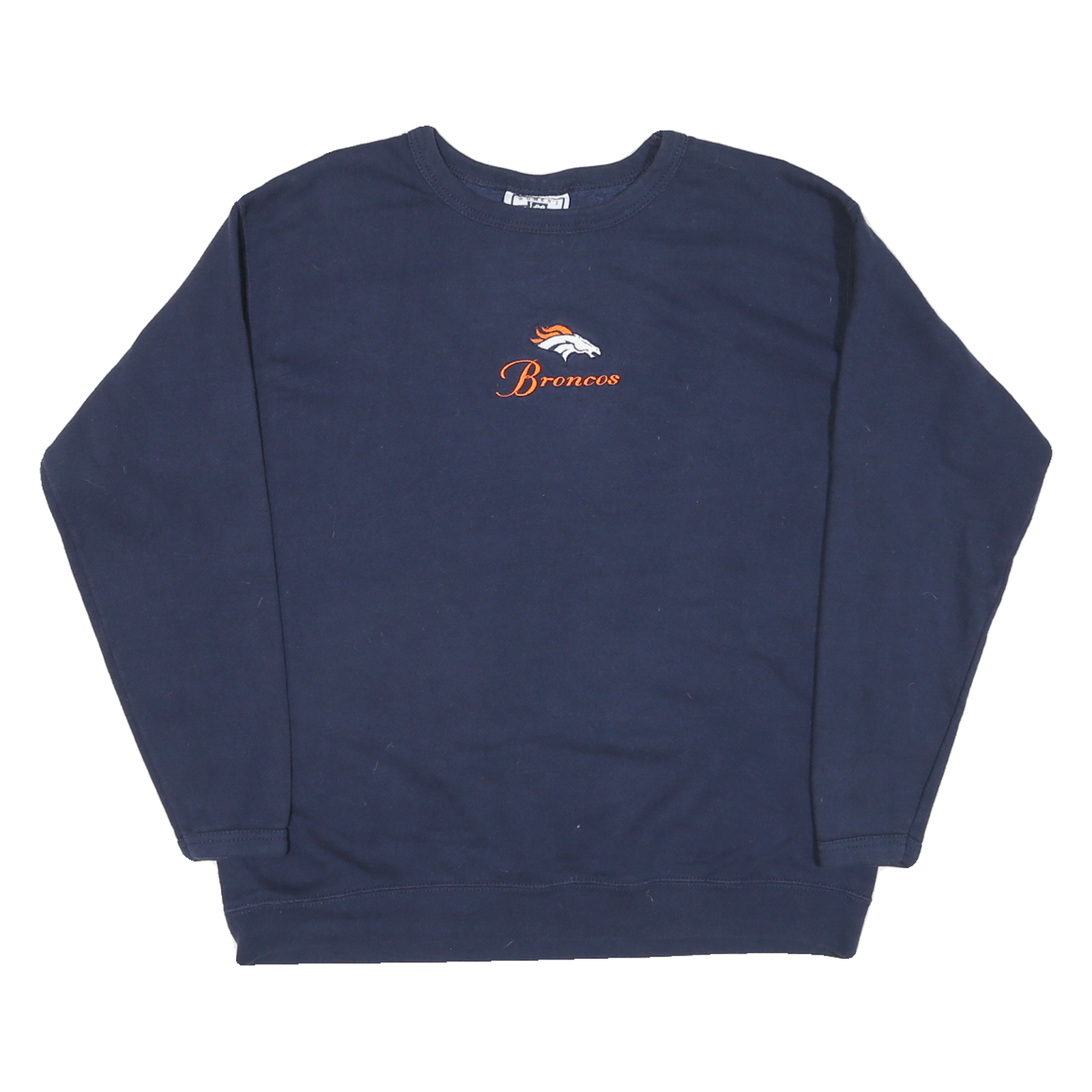 LEE Womens Navy Blue Broncos Crew Neck L Sweatshirt Cotton Blend Refurbished - N/A refurbished available on Cerqular