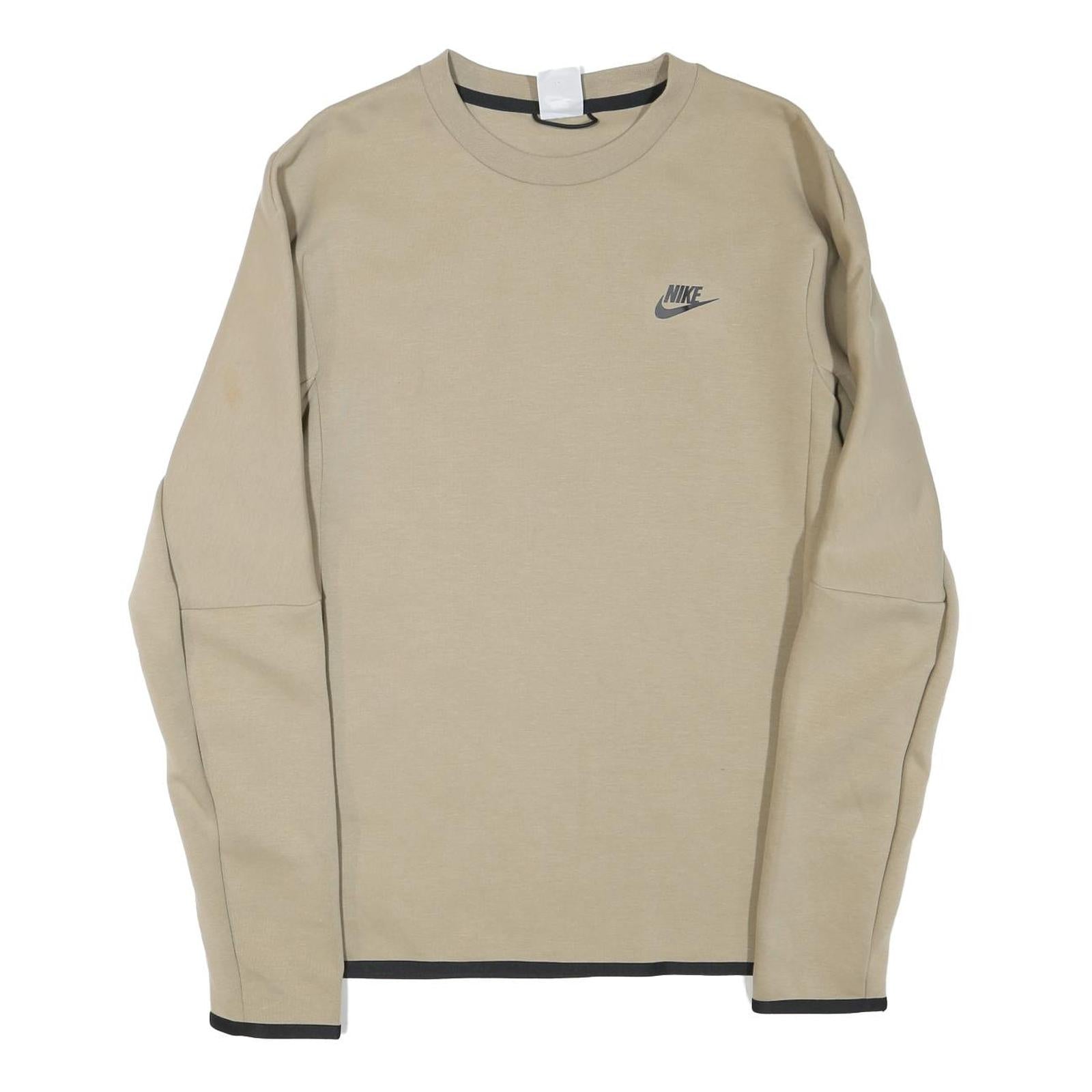 NIKE Mens Beige Cotton Blend Crew Neck Sweatshirt S Logo Detail Zip Pocket Refurbished - N/A refurbished available on Cerqular