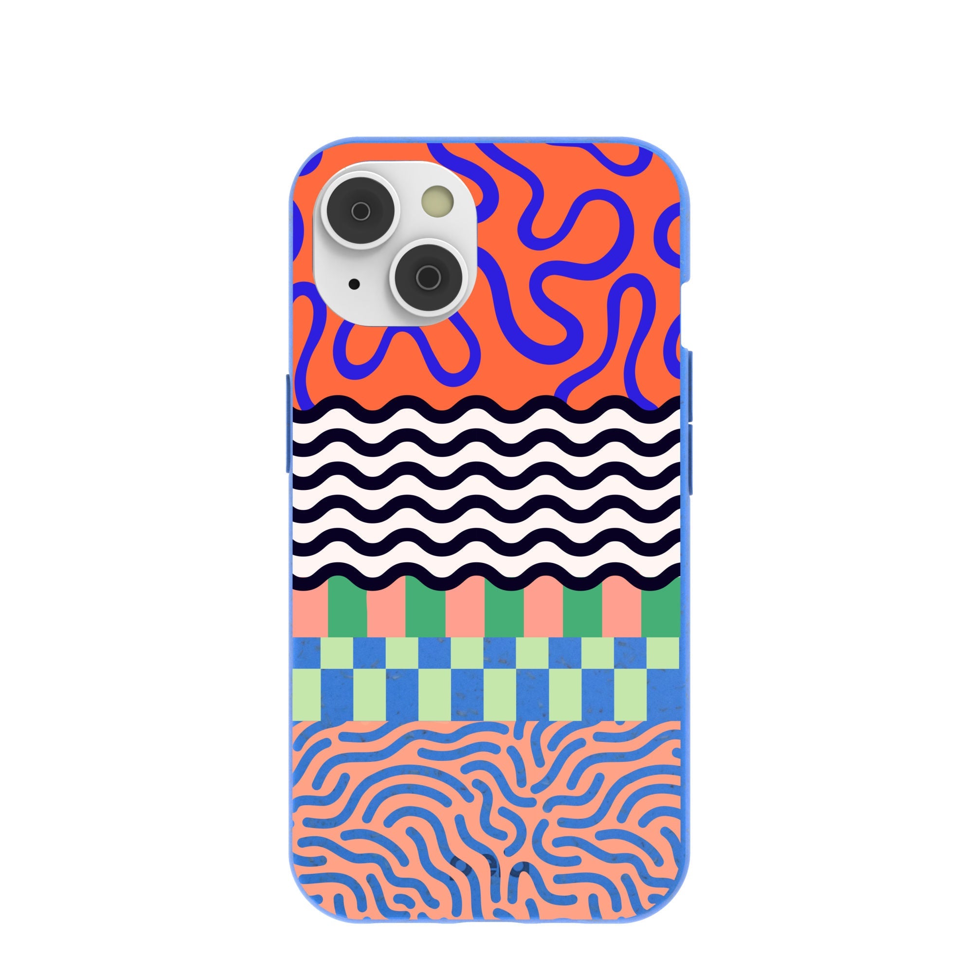 Electric Blue Tangerine Mix iPhone 14/16e Case Refurbished - Pela Case refurbished available on Cerqular