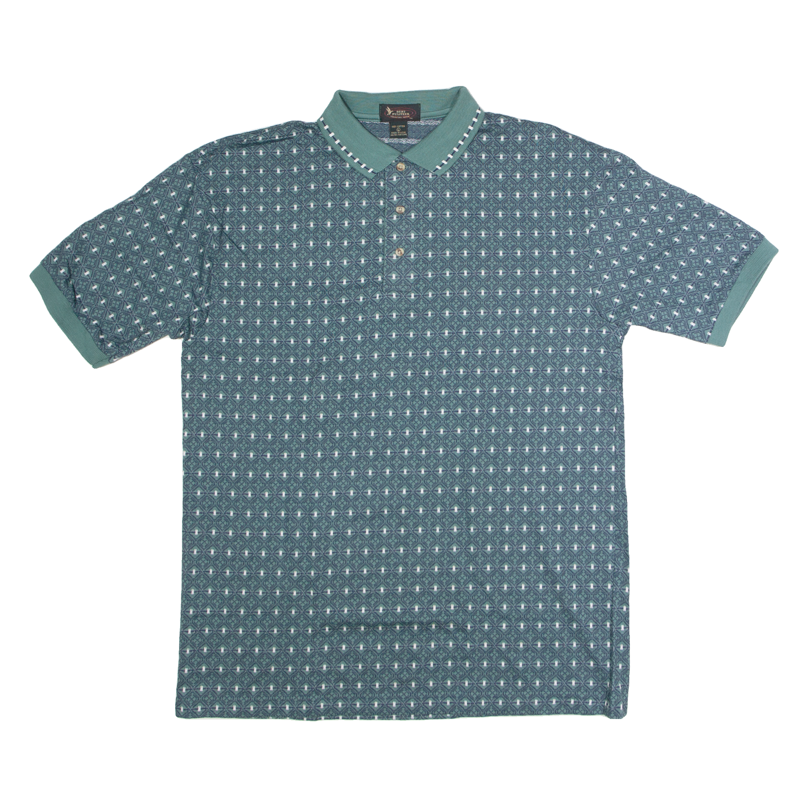 BERT PULITZER Mens Polo Shirt Green 90s Diamond L Refurbished - N/A refurbished available on Cerqular