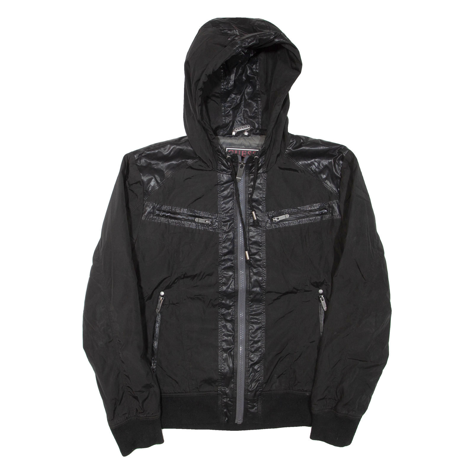 GUESS Mens Jacket Black Hooded XL Refurbished - N/A refurbished available on Cerqular