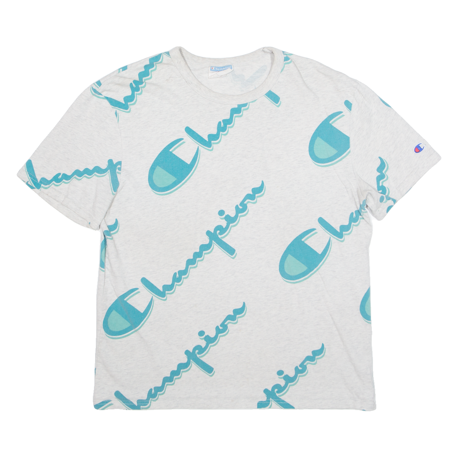 CHAMPION All Over Print Mens T-Shirt Grey M Refurbished - N/A refurbished available on Cerqular