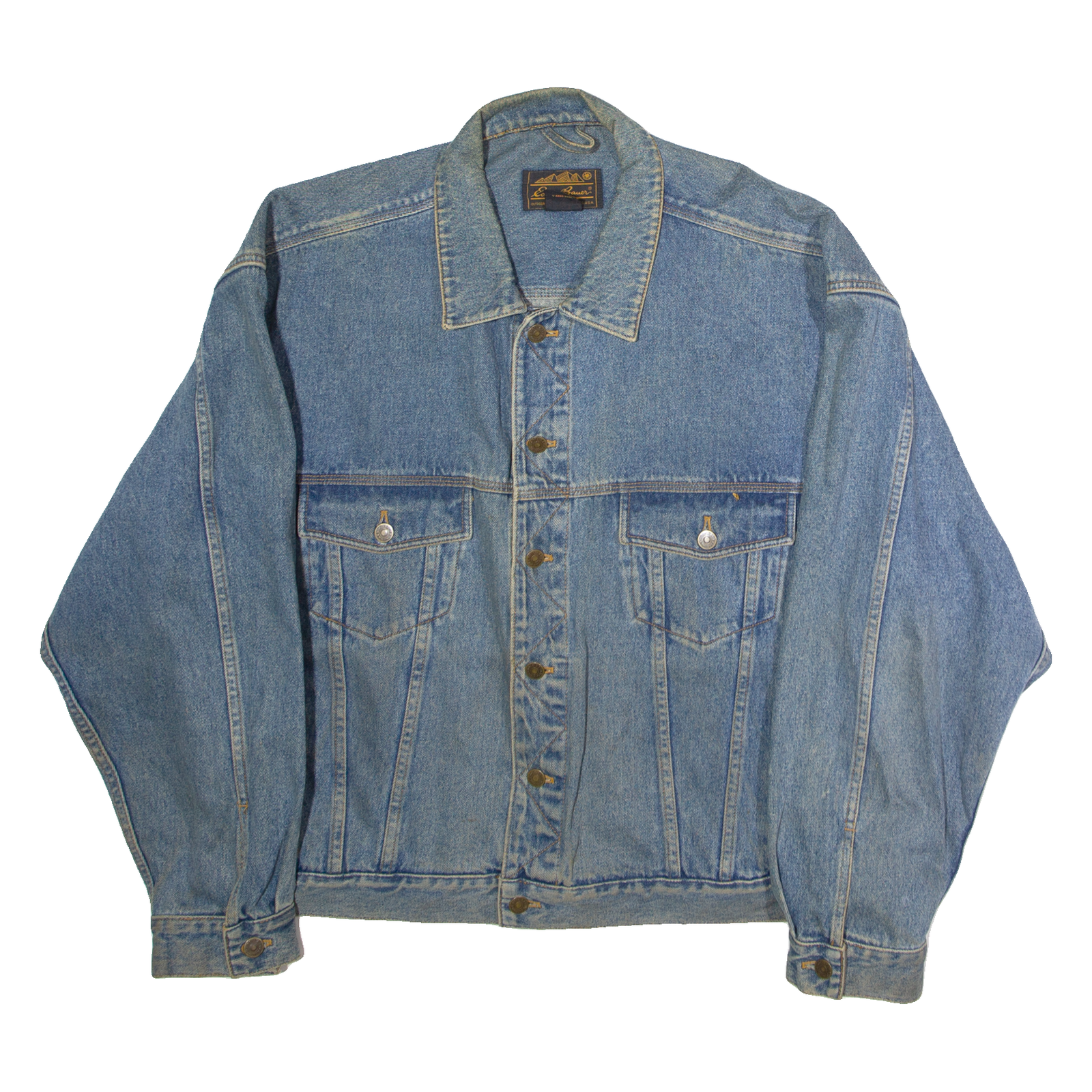 EDDIE BAUER Mens Denim Jacket Blue 90s 2XL Refurbished - N/A refurbished available on Cerqular
