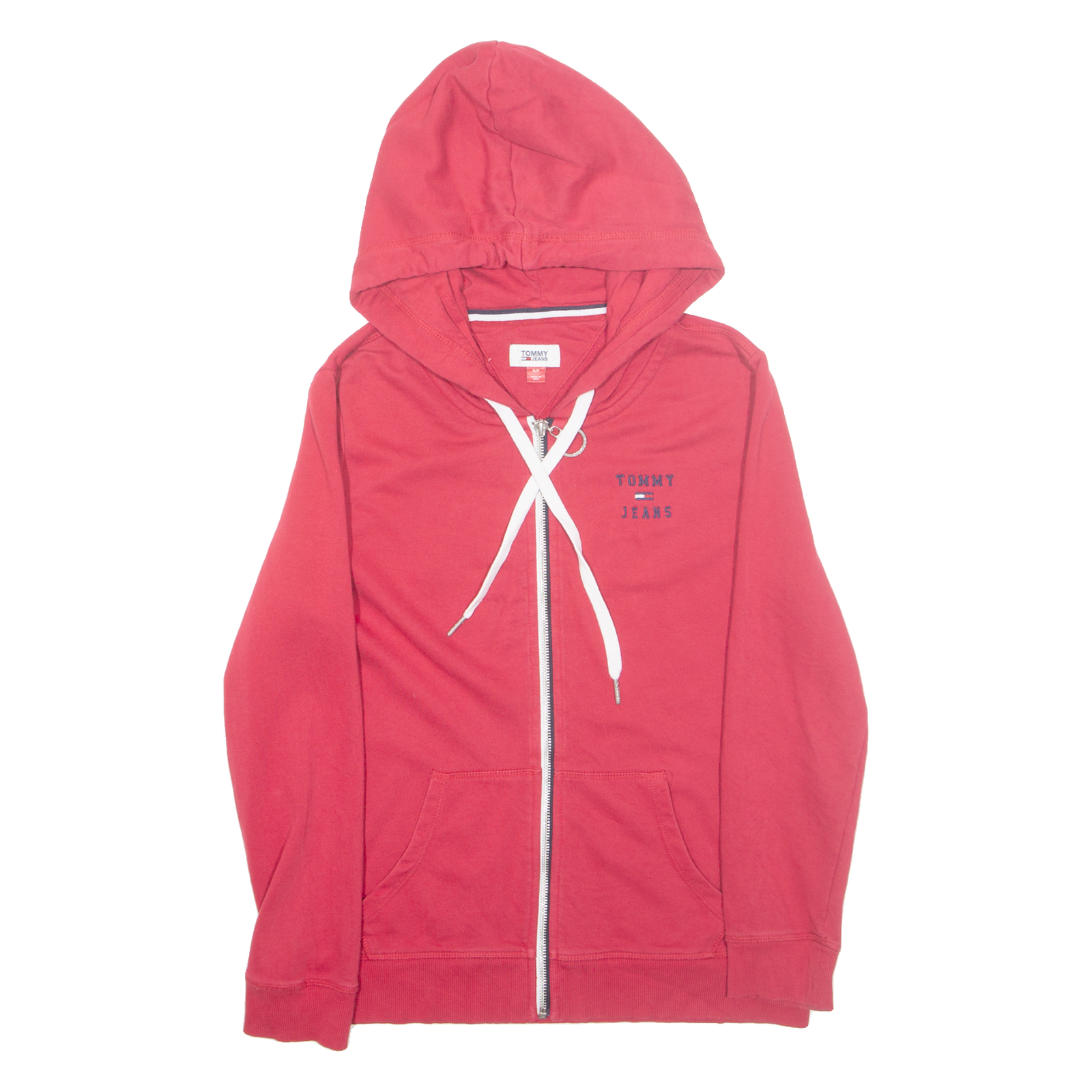 TOMMY JEANS Mens Red Hoodie Full Zip S Refurbished - N/A refurbished available on Cerqular
