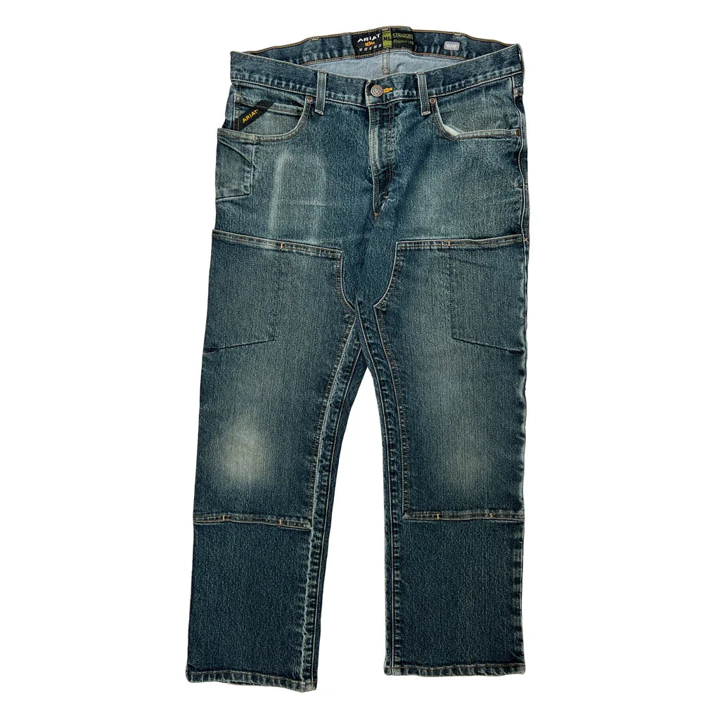 Unbranded Double Knee Jeans - 34W 28L Blue Denim Refurbished - Thrifted (note: this is a term often used to describe second- refurbished available on Cerqular