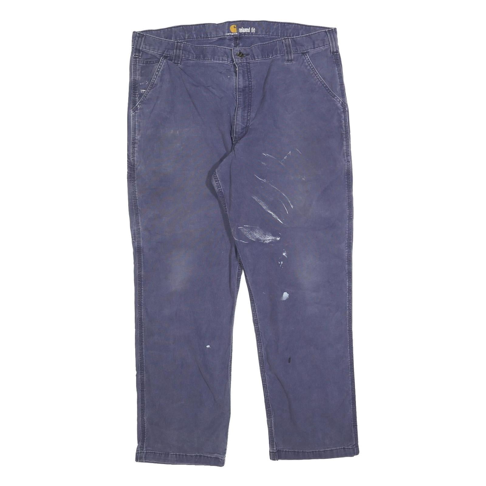 CARHARTT Mens Relaxed Cotton Blend Blue Workwear Trousers W40 L30 Zip Closure Refurbished - N/A refurbished available on Cerqular