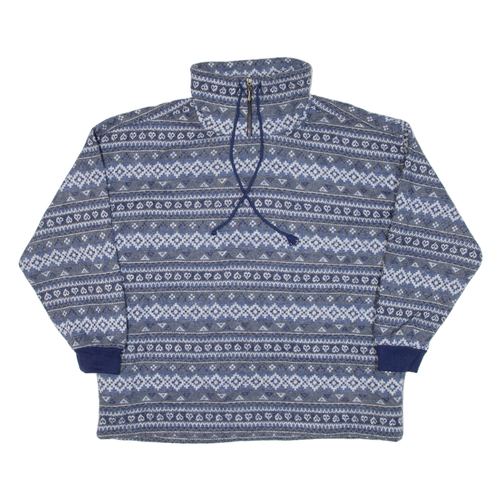 ASHLY BRENT Womens Patterned Fleece Blue Crazy Pattern 1/4 Zip L Refurbished - N/A refurbished available on Cerqular