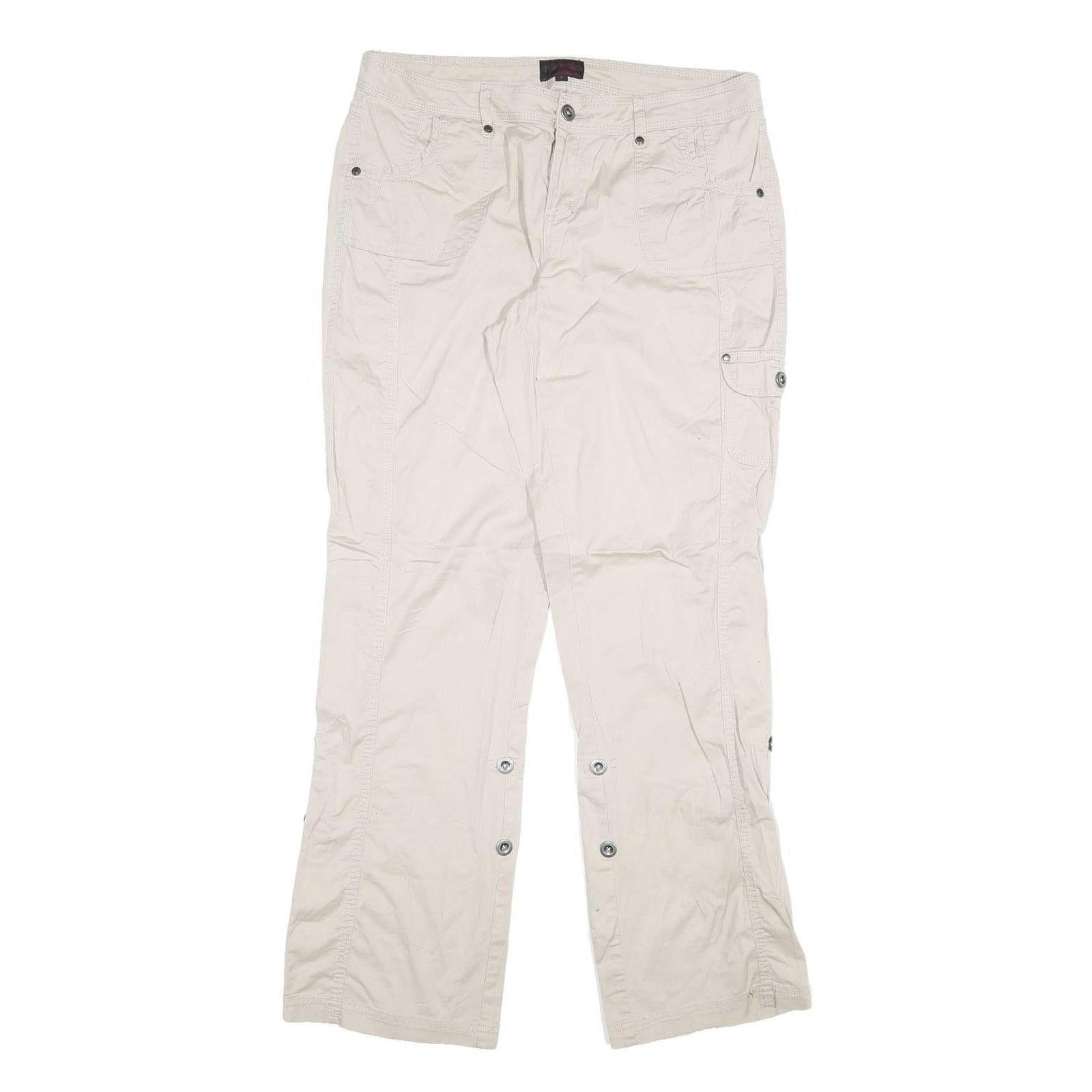 Womens Cream Cotton Blend Regular Fit Straight Leg Trousers W34 L32 Casual Wear Refurbished - N/A refurbished available on Cerqular