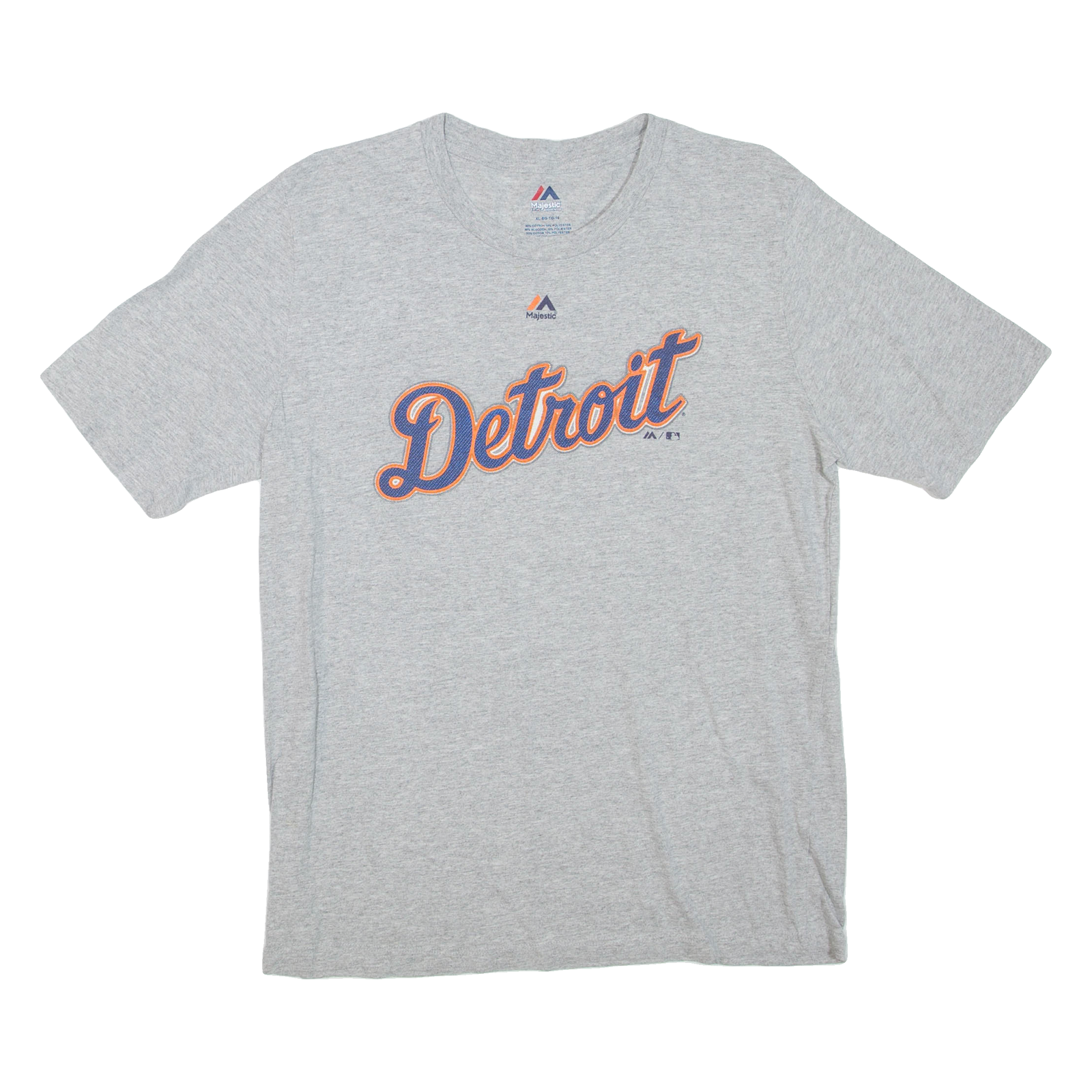 MAJESTIC Detroit Mens T-Shirt Grey USA XL Refurbished - N/A refurbished available on Cerqular
