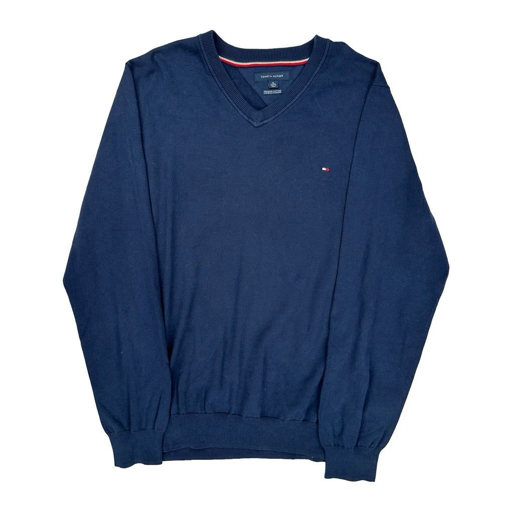 Tommy Hilfiger Jumper - XL Navy Cotton Refurbished - Thrifted (note: this is a term often used to describe second- refurbished available on Cerqular