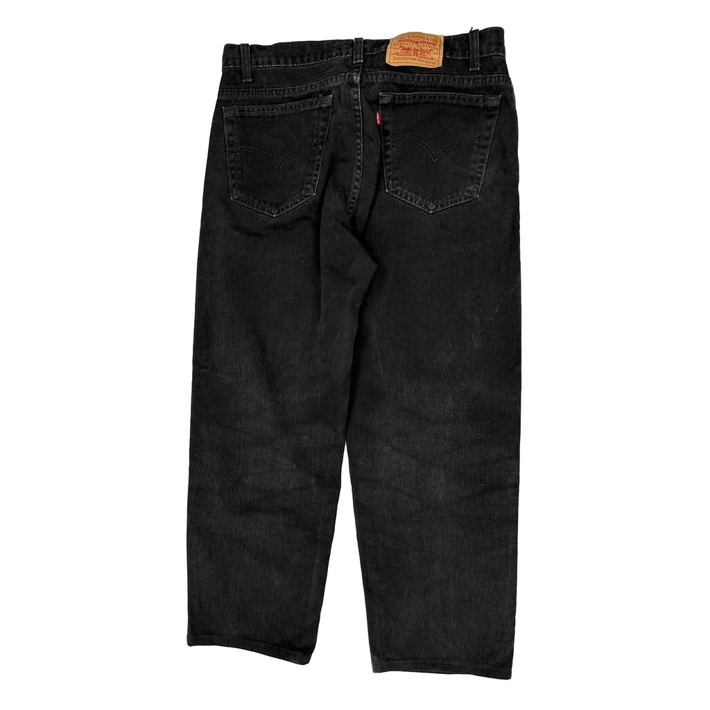 Levis Jeans - 34W 28L Black Denim Refurbished - Thrifted (note: this is a term often used to describe second- refurbished available on Cerqular