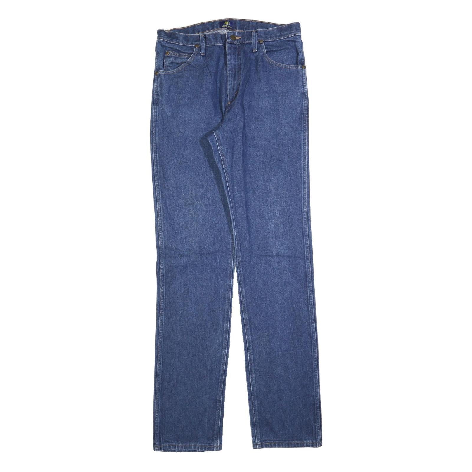 WRANGLER Mens Regular Blue Jeans Denim Medium W35 L38 Classic Cotton Blend Zip Refurbished - N/A refurbished available on Cerqular