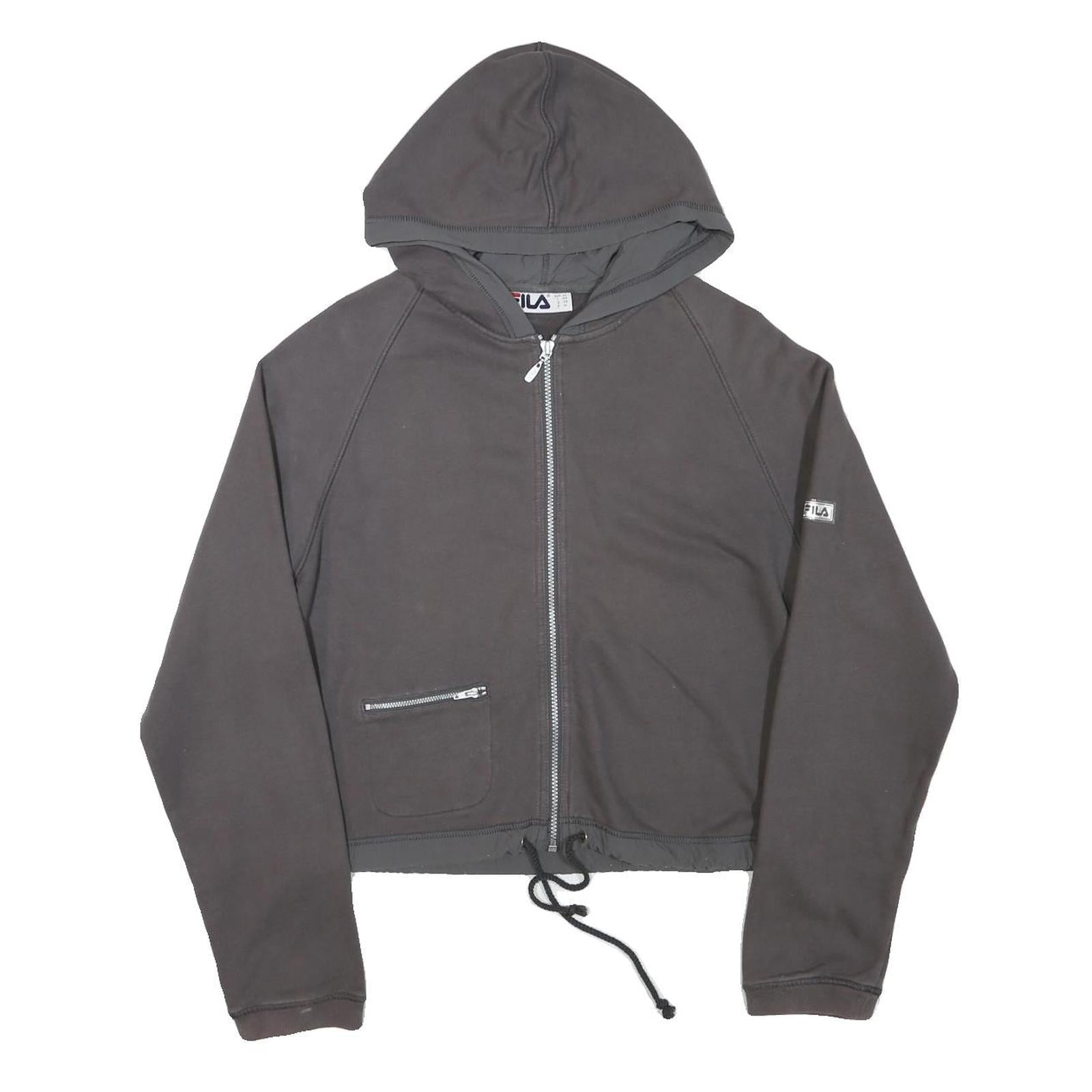 FILA Womens Grey Zip Up Hoodie M Casual Cotton Blend Drawstring Pocket Refurbished - N/A refurbished available on Cerqular