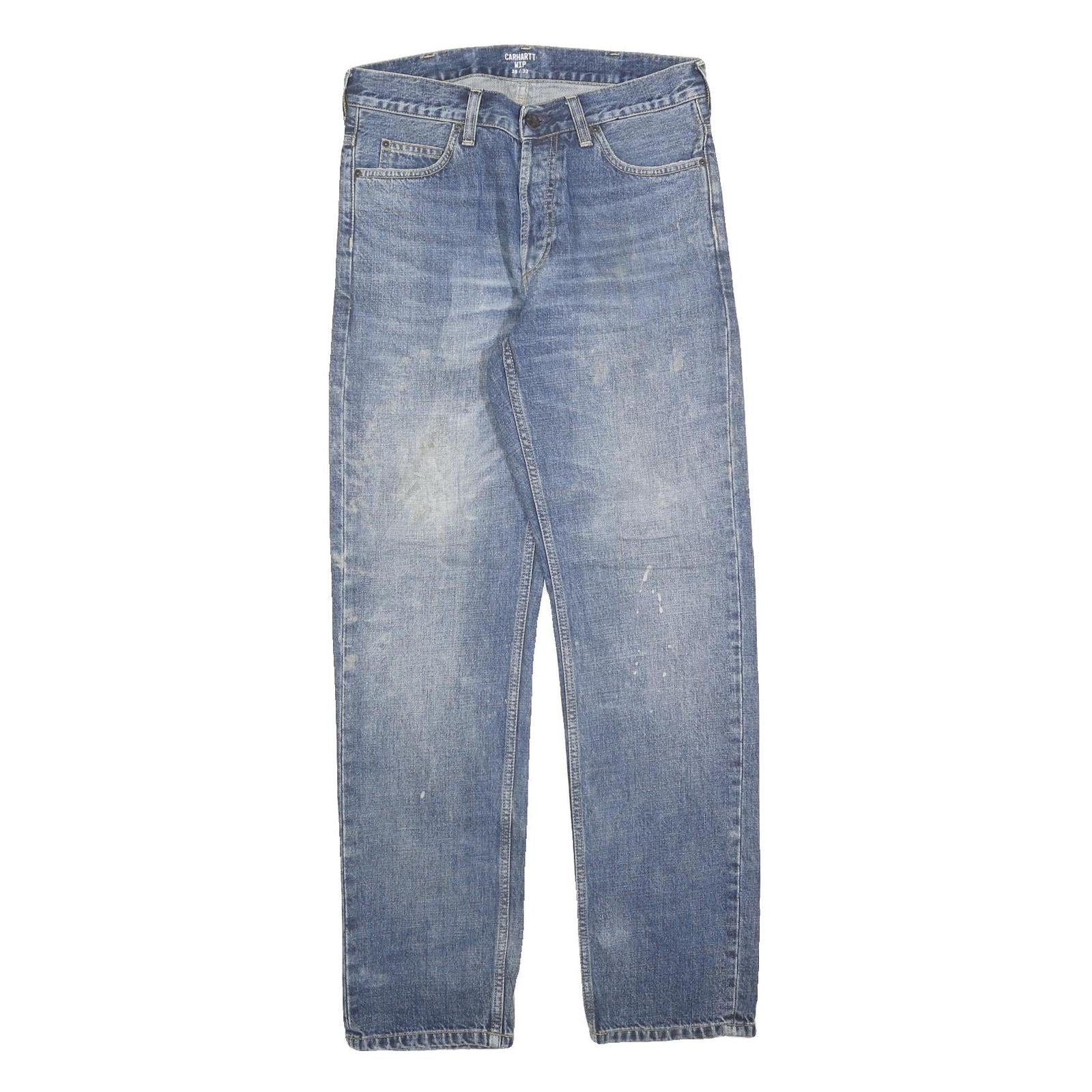 CARHARTT Mens Relaxed Blue Denim Medium Wash W28 L32 Workwear Durable Zip Jeans Refurbished - N/A refurbished available on Cerqular