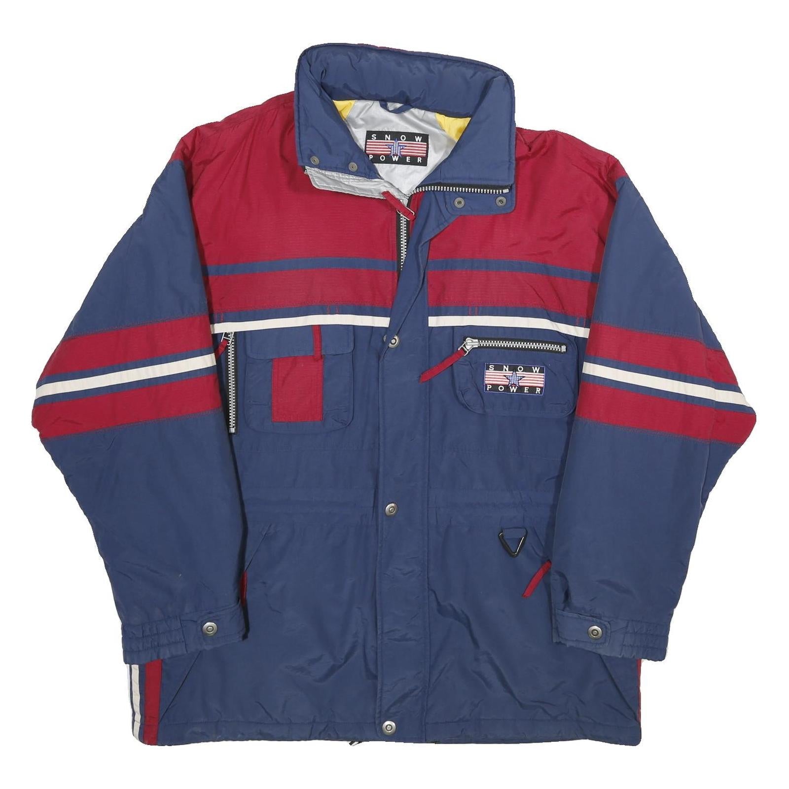 RODEO Mens Blue & Red Snow Power Nylon Zip Jacket XL Water Resistant Retro Refurbished - N/A refurbished available on Cerqular