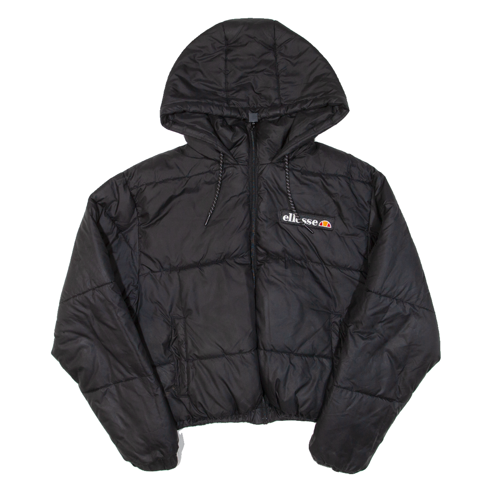 ELLESSE Cropped Womens Puffer Coat Black Hooded UK 8 Refurbished - N/A refurbished available on Cerqular