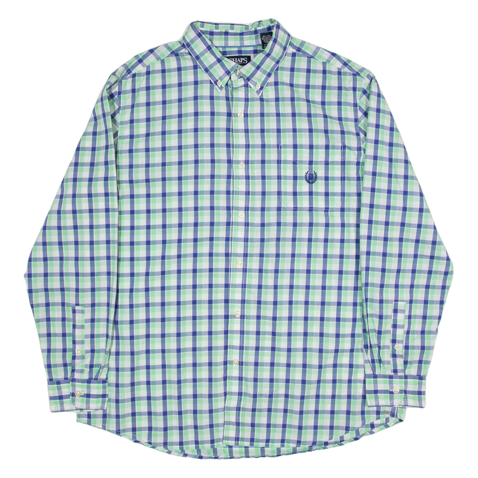 CHAPS Easy Care Mens Plain Shirt Blue Check Long Sleeve XL Refurbished - N/A refurbished available on Cerqular
