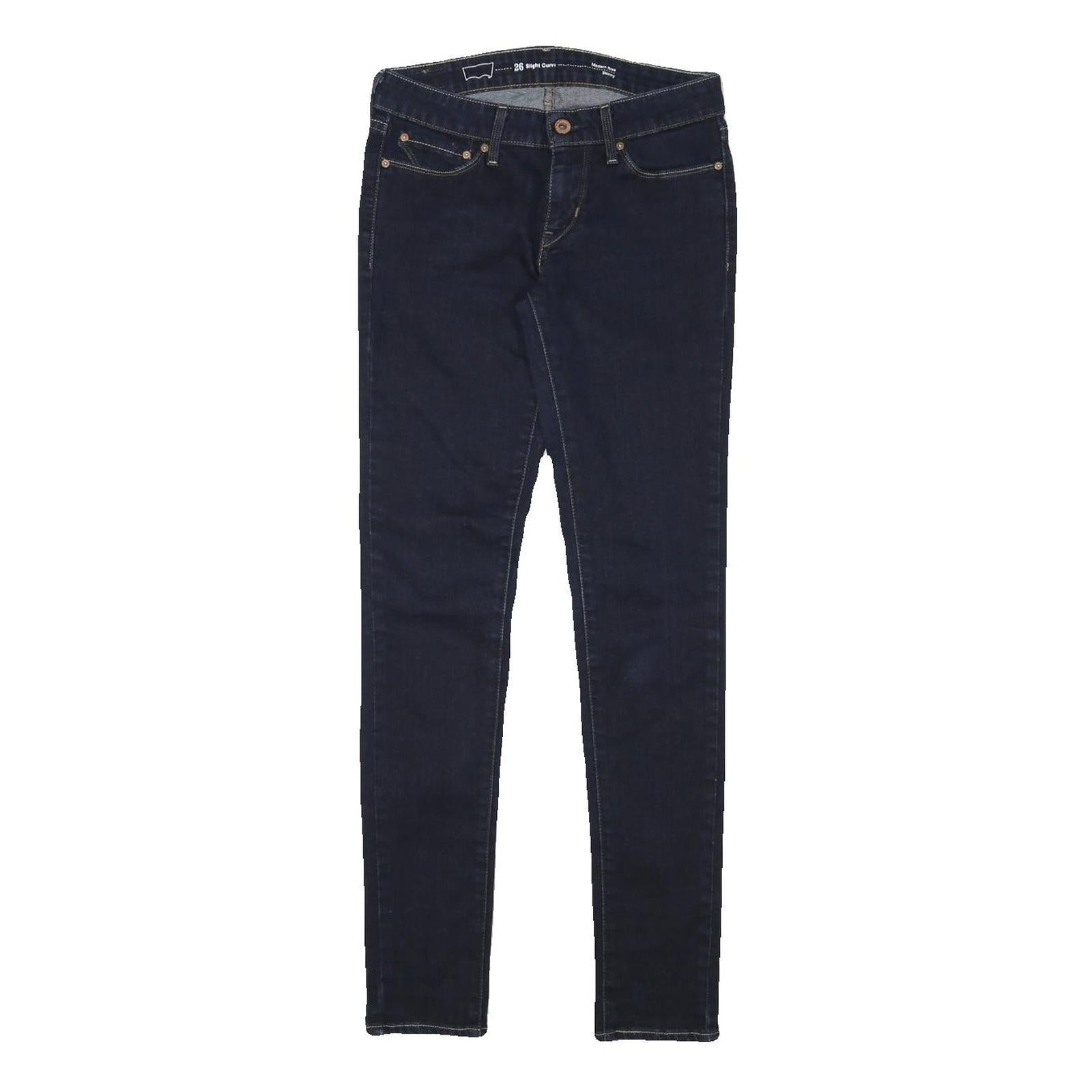 LEVI'S Womens Slim Blue Denim Plain Slim Zip W26 L30 Skinny Jeans Refurbished - N/A refurbished available on Cerqular