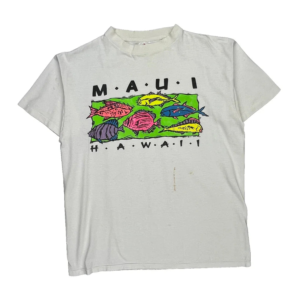 Miller Single Stitch T-Shirt - Large White Cotton Refurbished - Thrifted (note: this is a term often used to describe second- refurbished available on Cerqular