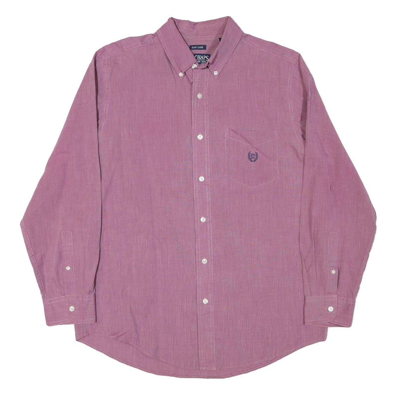 CHAPS Mens Pink Plain Cotton Blend Shirt M Button Down Pocket Casual Refurbished - N/A refurbished available on Cerqular