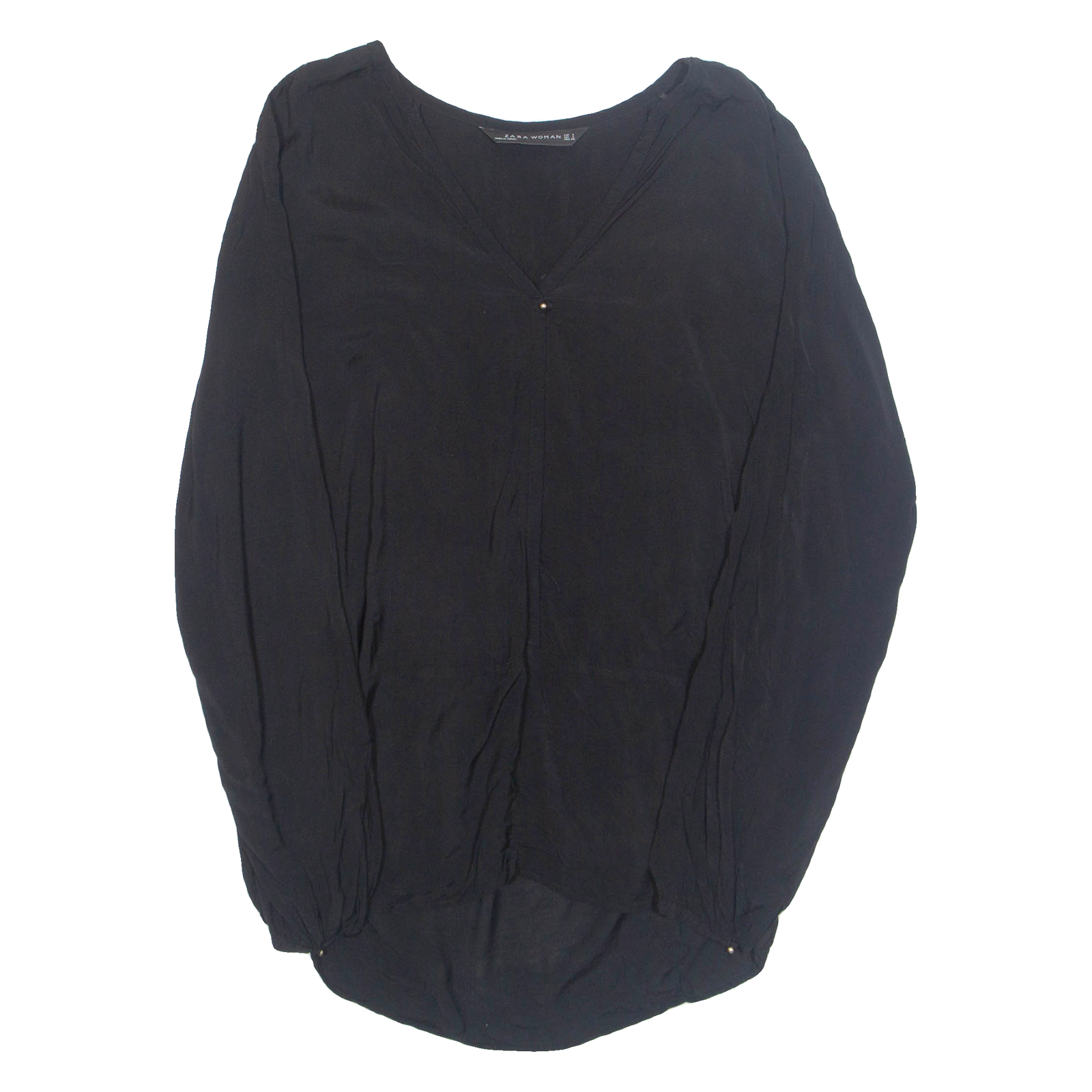 ZARA Womens Blouse Black Long Sleeve S Refurbished - N/A refurbished available on Cerqular