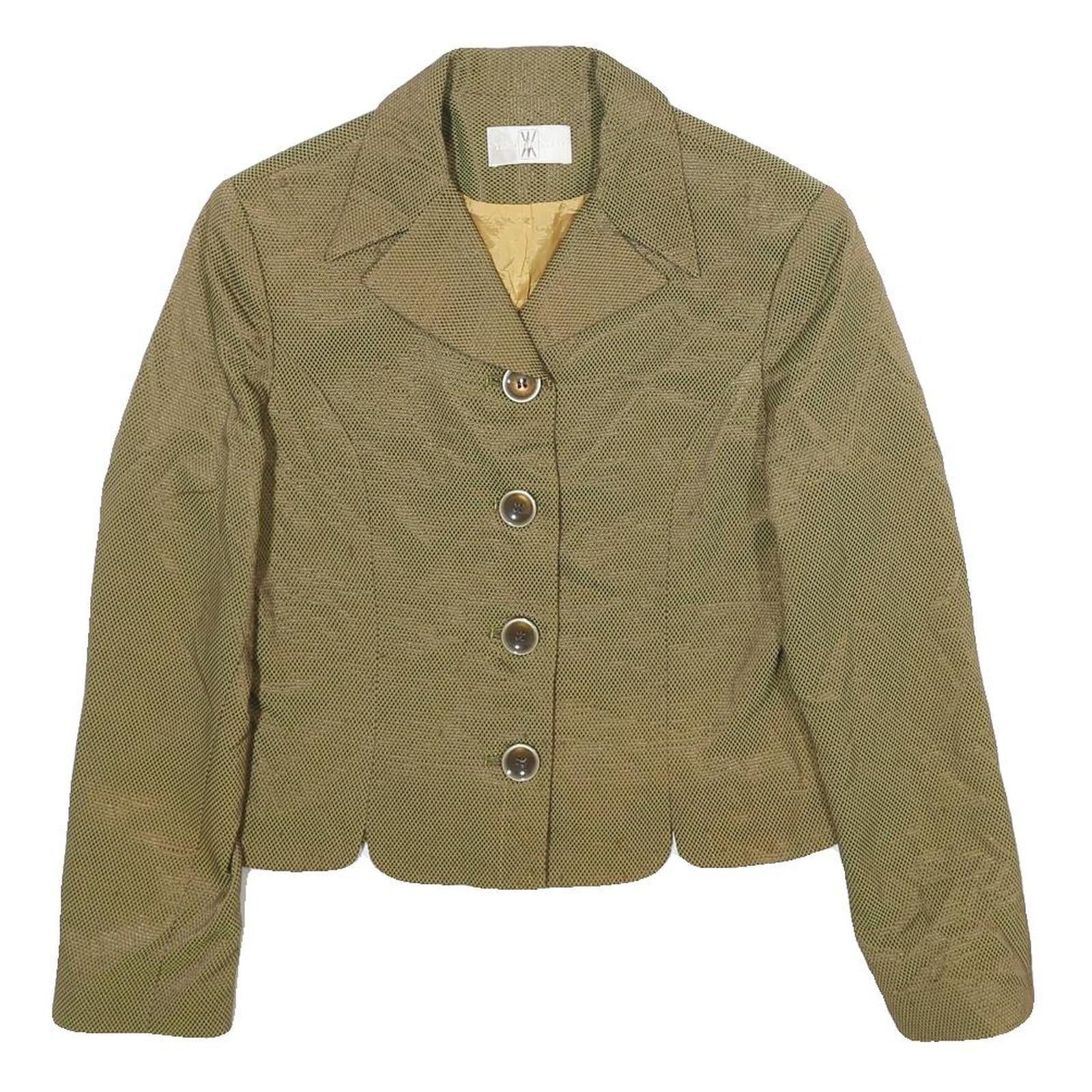 YIKAI DRESS CO Womens Beige Silk Button Jacket S Woven Tailored Refurbished - N/A refurbished available on Cerqular
