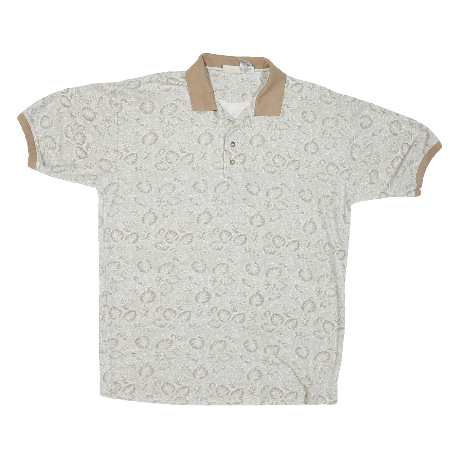 BUGLE BOY Mens Beige Floral Print Short Sleeve Polo Shirt L Polyester Blend Refurbished - N/A refurbished available on Cerqular