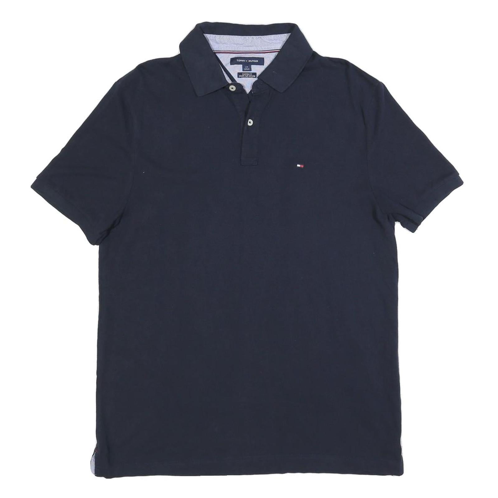 TOMMY HILFIGER Mens Blue Polo Shirt L Cotton Blend Short Sleeve Basic Casual Refurbished - N/A refurbished available on Cerqular