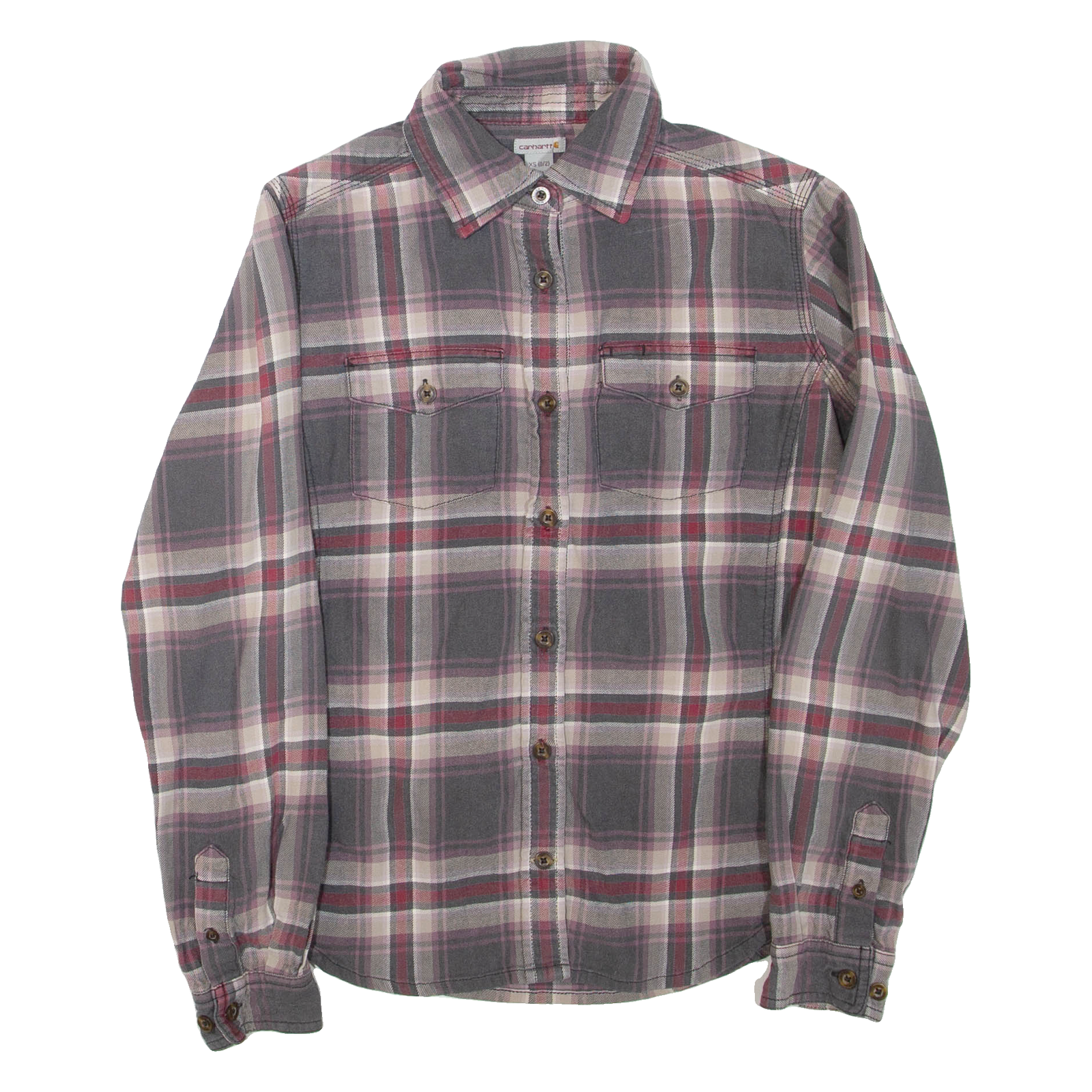 CARHARTT Womens Shirt Grey Check Long Sleeve XS Refurbished - N/A refurbished available on Cerqular