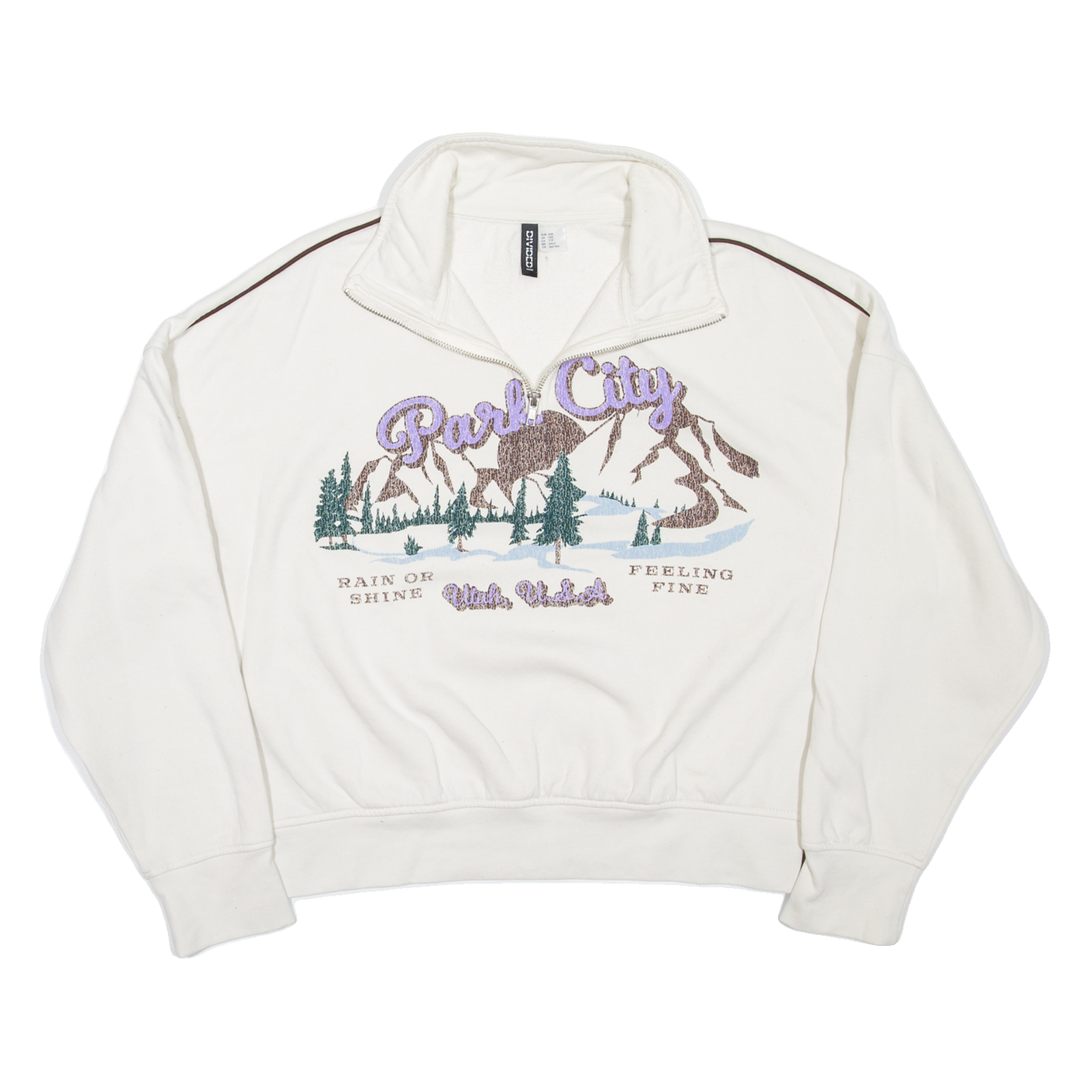 H&M DIVIDED Park City Cropped Womens Sweatshirt White 1/4 Zip XXS Refurbished - N/A refurbished available on Cerqular