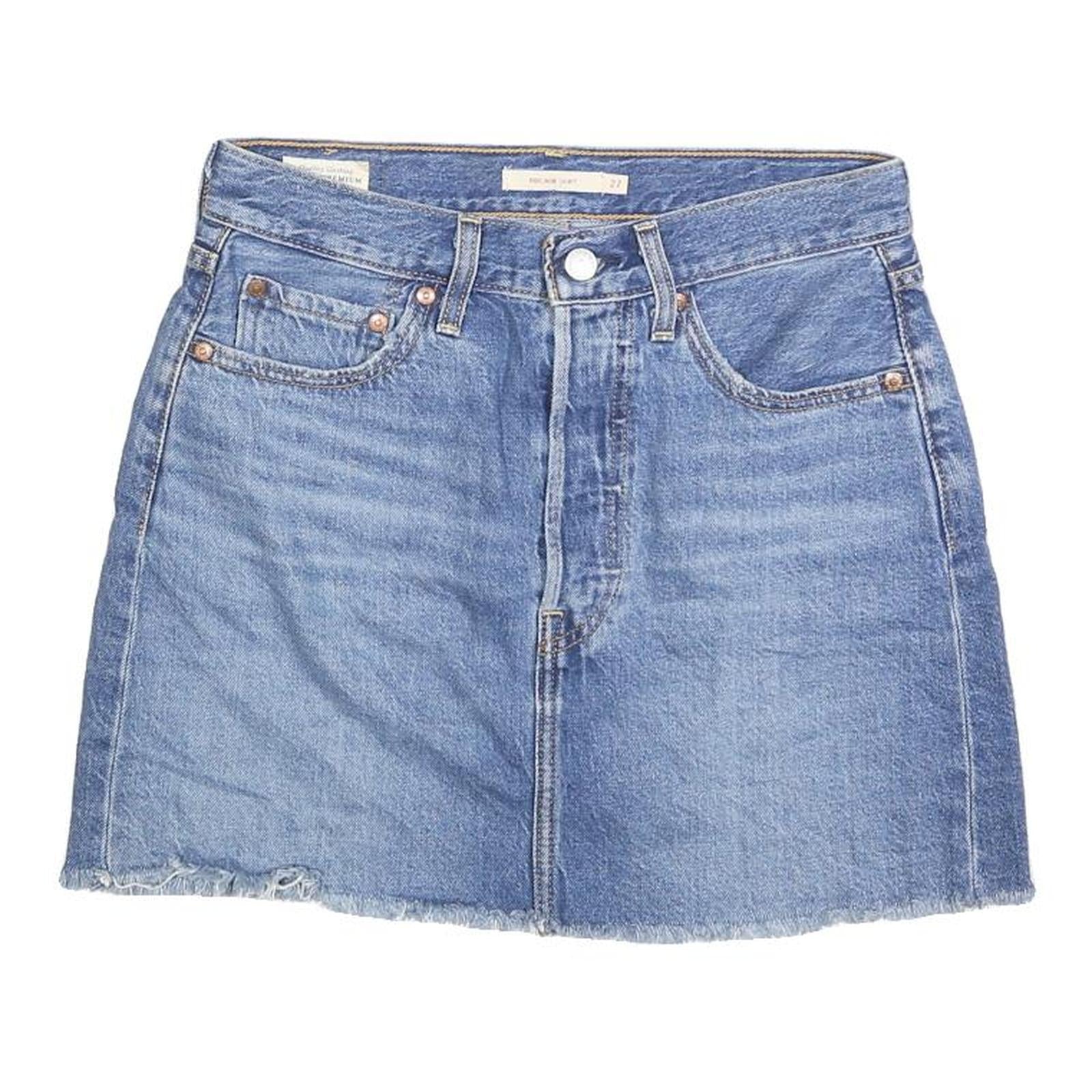 LEVI'S Womens Blue Denim Mini Cotton Blend Skirt Size S Frayed Hem Refurbished - N/A refurbished available on Cerqular