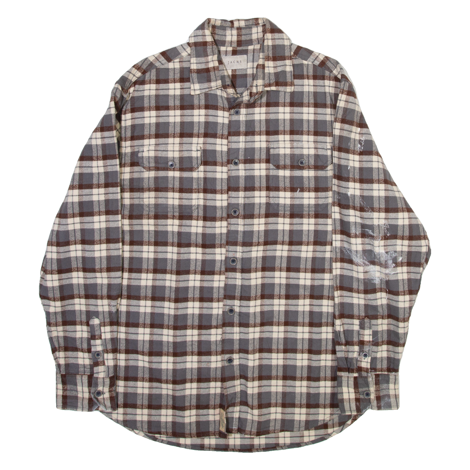 JACHS Mens Shirt Beige Check Long Sleeve M Refurbished - N/A refurbished available on Cerqular