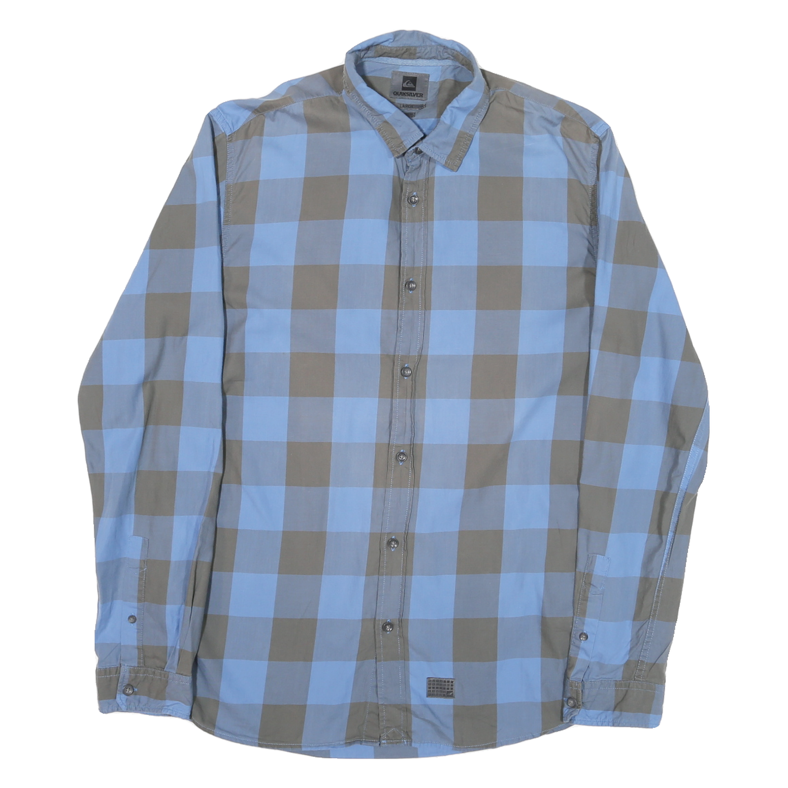 QUIKSILVER Mens Blue & Brown Check Shirt L Classic Cotton Blend Long Sleeve Refurbished - N/A refurbished available on Cerqular