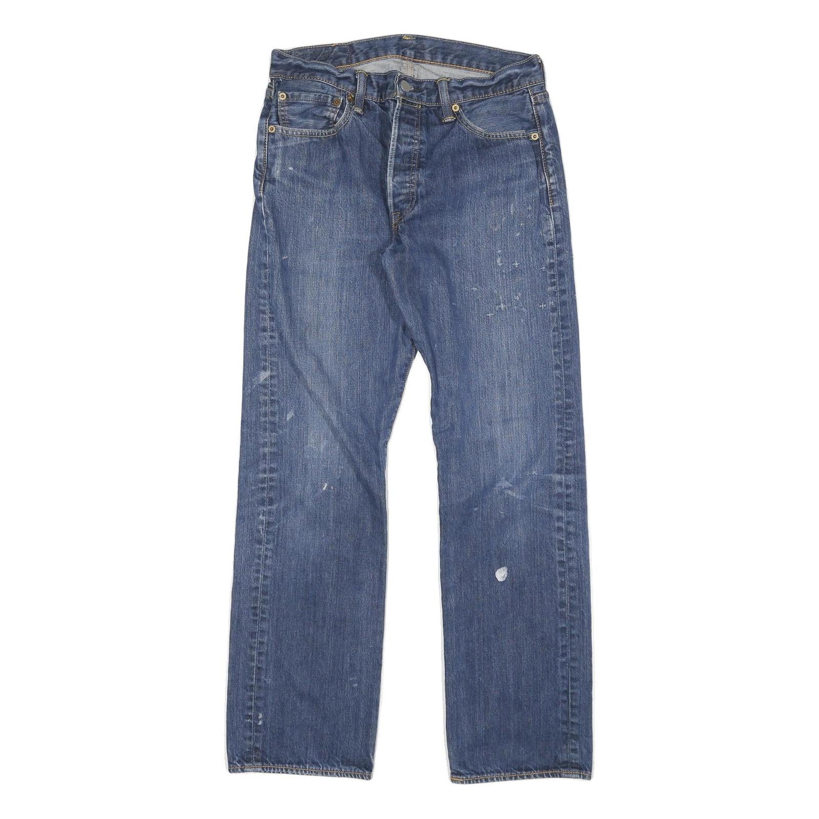 LEVI'S 501 Mens Jeans Blue Regular Straight Denim Medium W29 L29 Classic Button Refurbished - N/A refurbished available on Cerqular