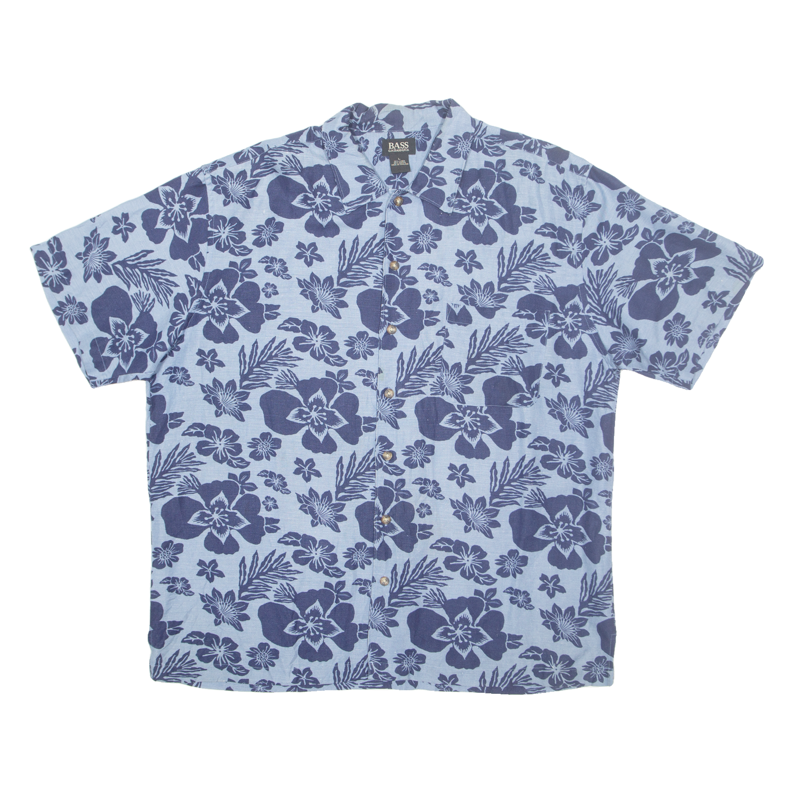 BASS & CO Mens Hawaiian Shirt Blue Floral L Refurbished - N/A refurbished available on Cerqular