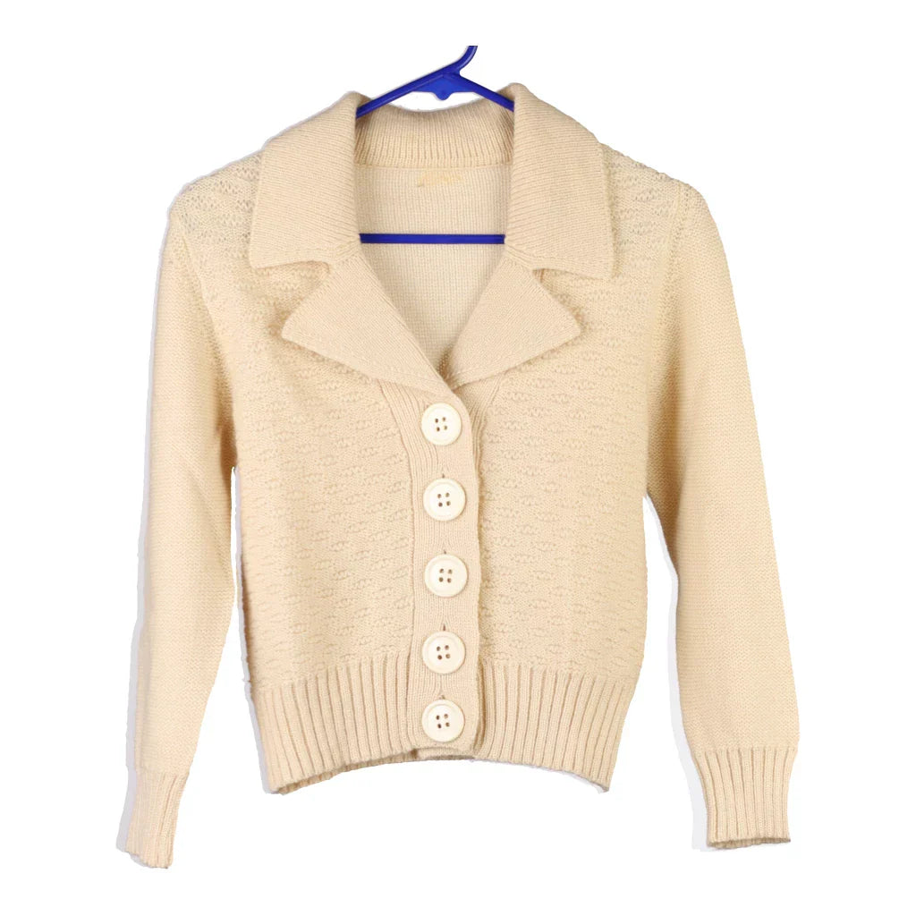 Buy Unbranded Cardigan - Small Cream Acrylic Blend Refurbished - $14.73 Unbranded Cardigan - Small Cream Acrylic Blend Refurbished - Thrifted (note: this is a term often used to describe second- refurbished available on Cerqular