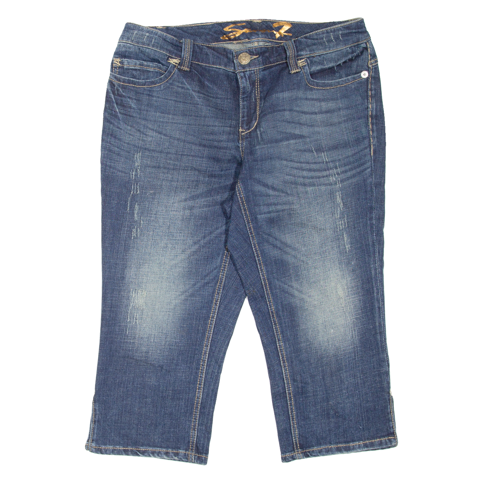 SEVEN7 Cropped Womens Jeans Blue Regular Tapered Stone Wash W33 L21 Refurbished - N/A refurbished available on Cerqular