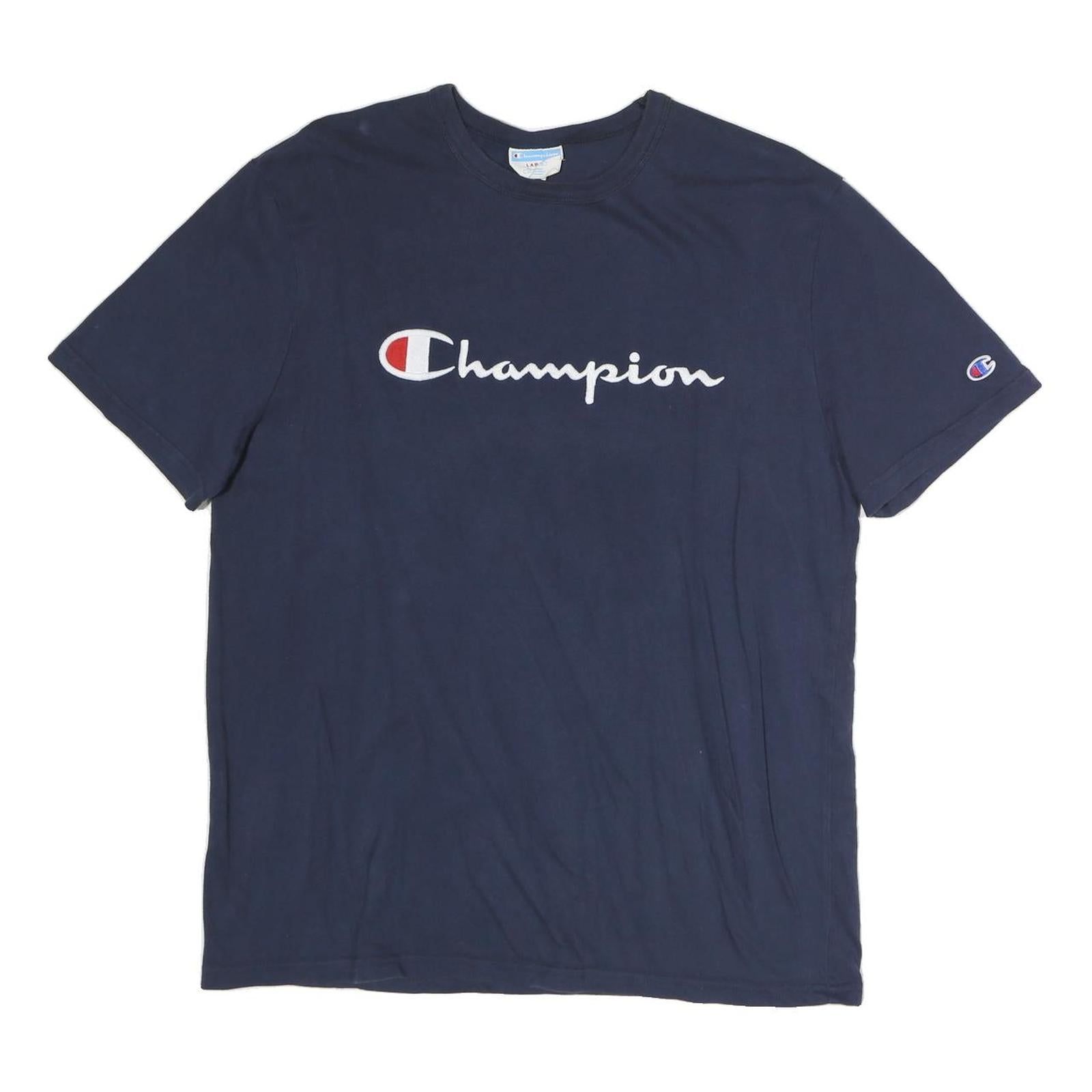 Buy CHAMPION Mens Navy Blue Cotton T-Shirt L Short Sleeve Crew Neck Logo Graphic Refurbished - $23.39 CHAMPION Mens Navy Blue Cotton T-Shirt L Short Sleeve Crew Neck Logo Graphic Refurbished - N/A refurbished available on Cerqular