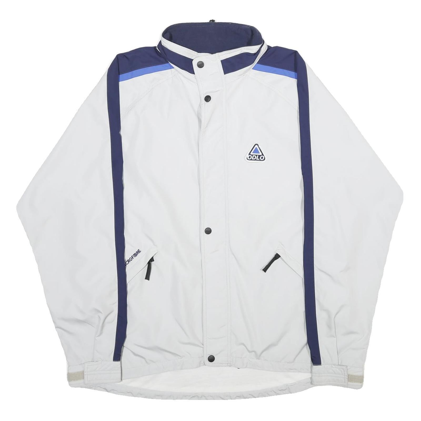 ODLO Mens White & Navy Sports Zip Polyester XL Jacket Outdoor Activewear Refurbished - N/A refurbished available on Cerqular