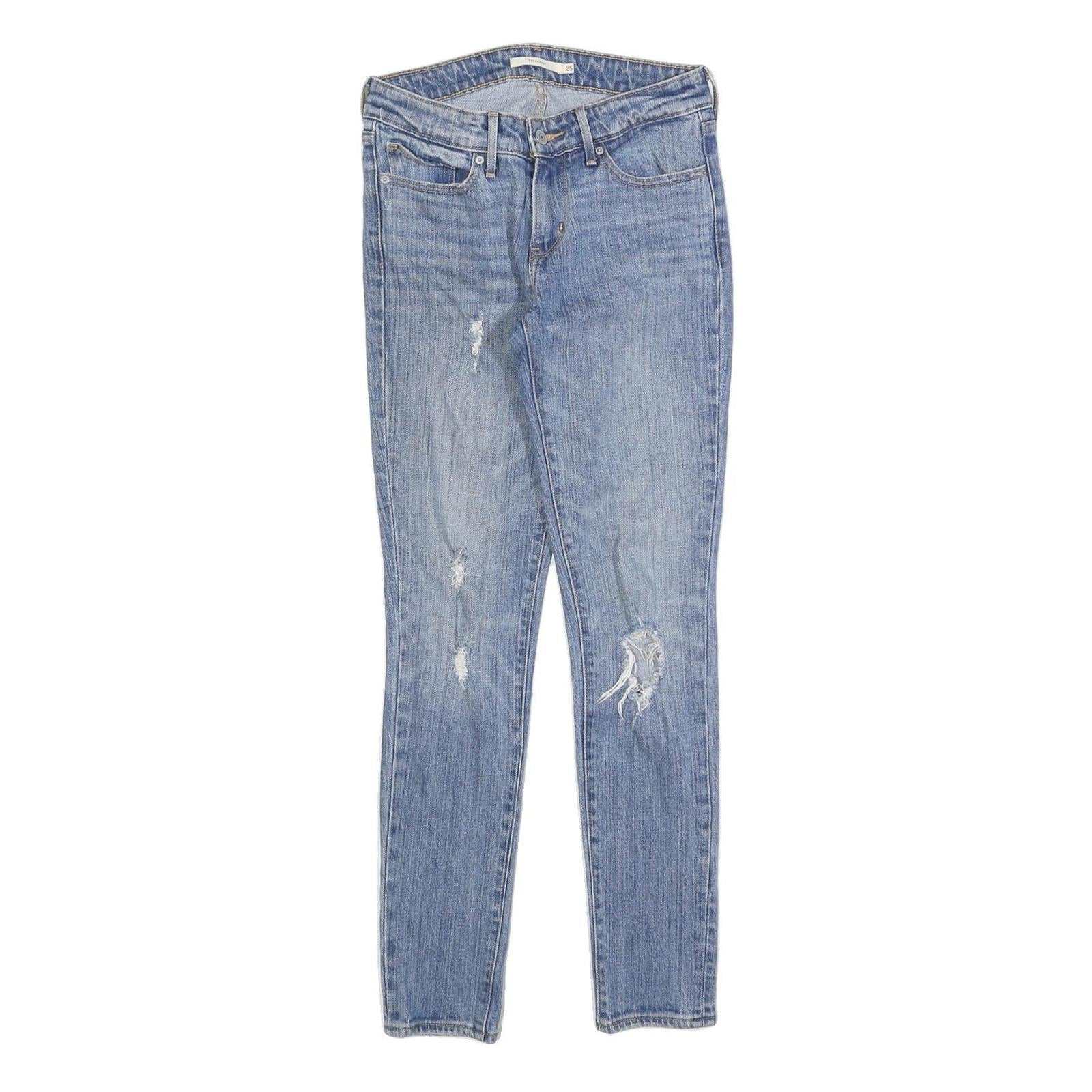 LEVI'S 711 Womens Jeans Blue Slim Skinny Denim Medium W25 L30 Distressed Refurbished - N/A refurbished available on Cerqular