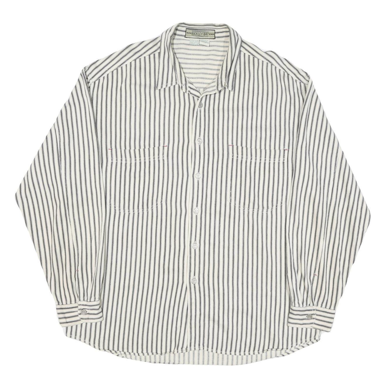 Buy BUCKLE BAY Mens White & Black Striped Shirt XL Casual Cotton Blend Long Sleeve Refurbished - $16.89 BUCKLE BAY Mens White & Black Striped Shirt XL Casual Cotton Blend Long Sleeve Refurbished - N/A refurbished available on Cerqular