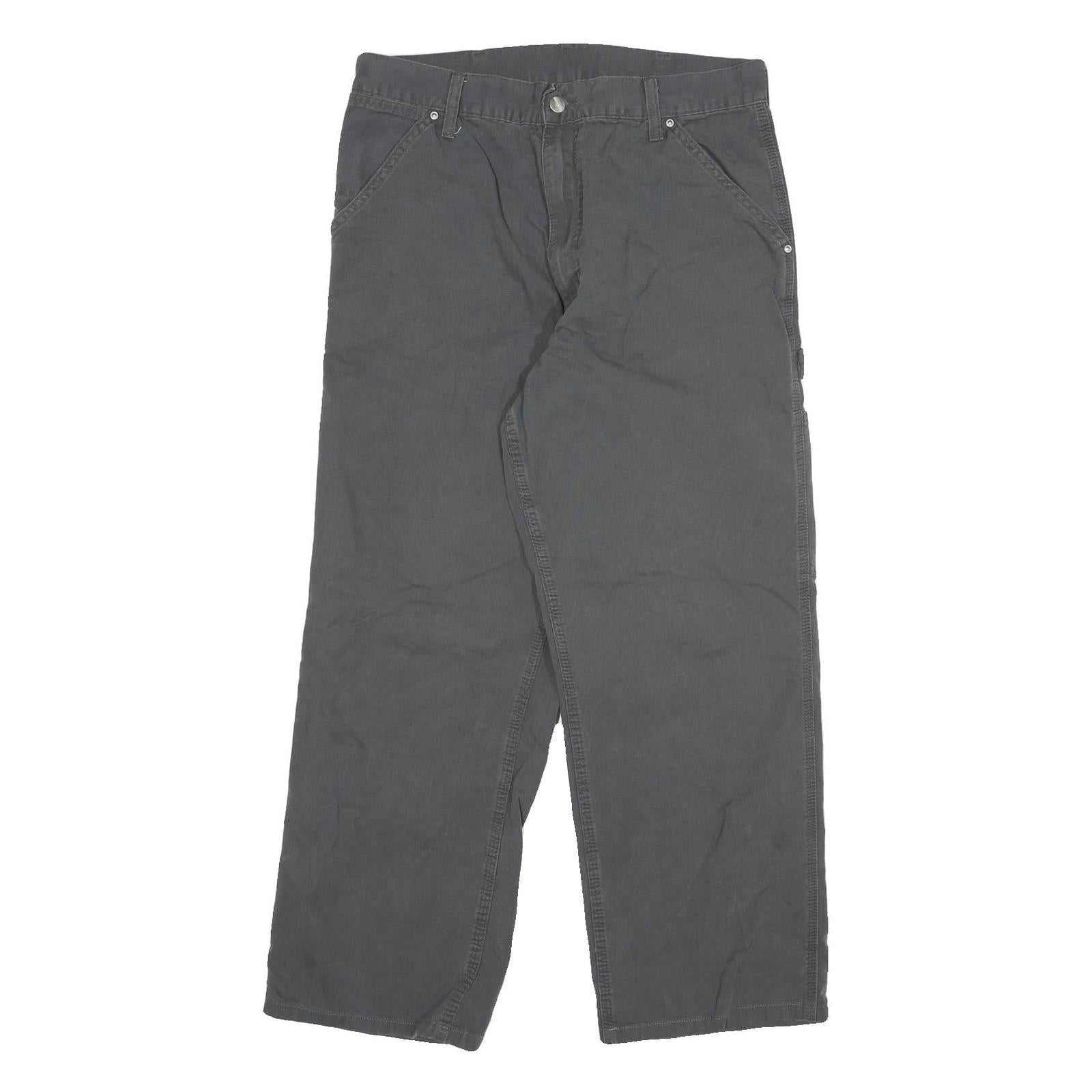 CARHARTT Mens Cotton Blend Grey Relaxed Straight Trousers W31 L26 Workwear Zip Refurbished - N/A refurbished available on Cerqular
