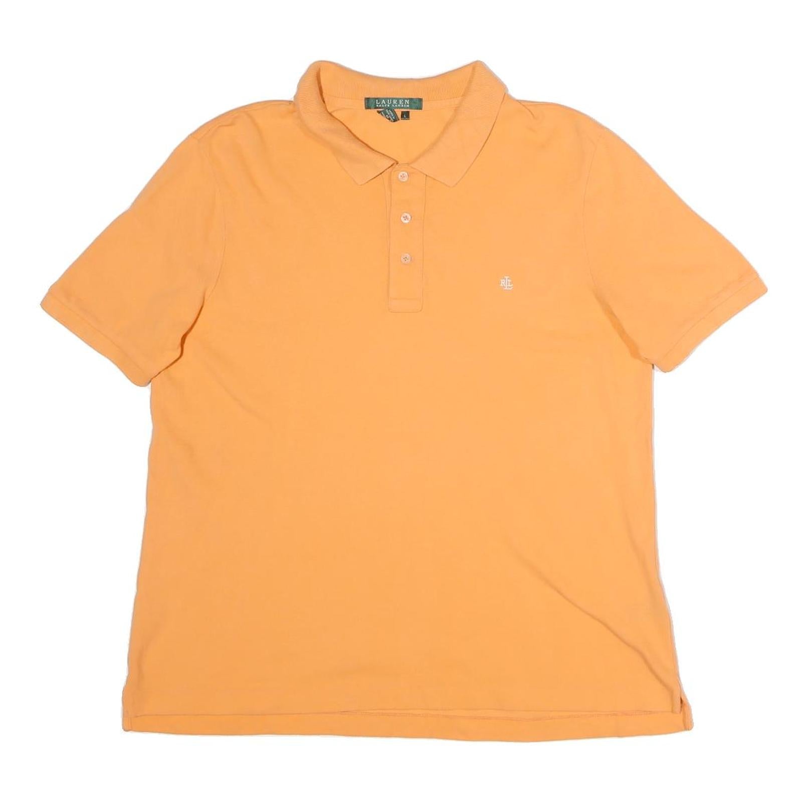 LAUREN RALPH LAUREN Womens Orange Short Sleeve Plain Polo Shirt L Cotton Casual Refurbished - N/A refurbished available on Cerqular