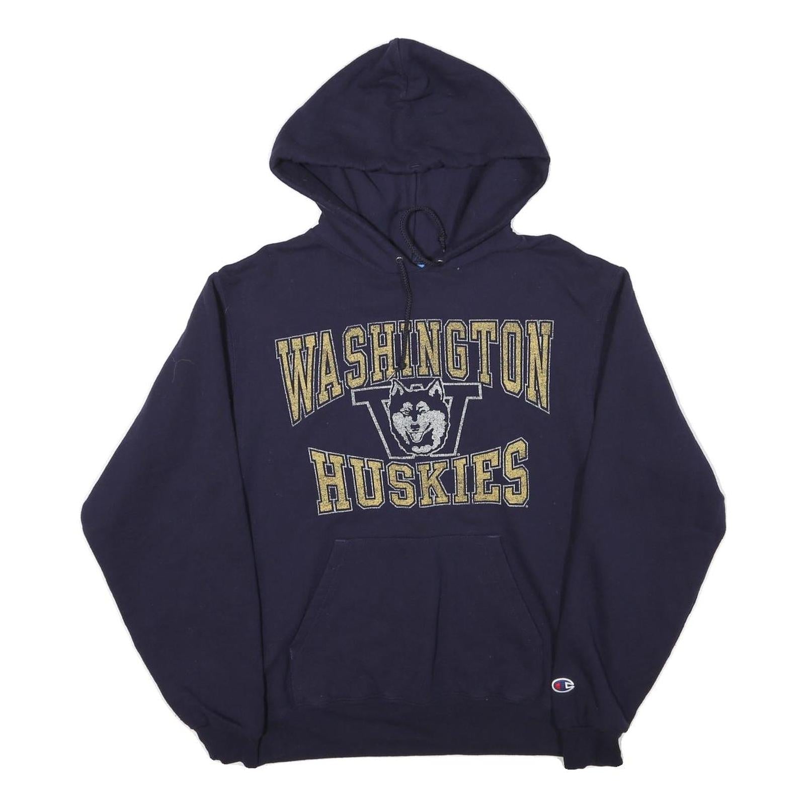 CHAMPION Mens Navy Washington Huskies Pullover Hoodie S Cotton Blend Refurbished - N/A refurbished available on Cerqular