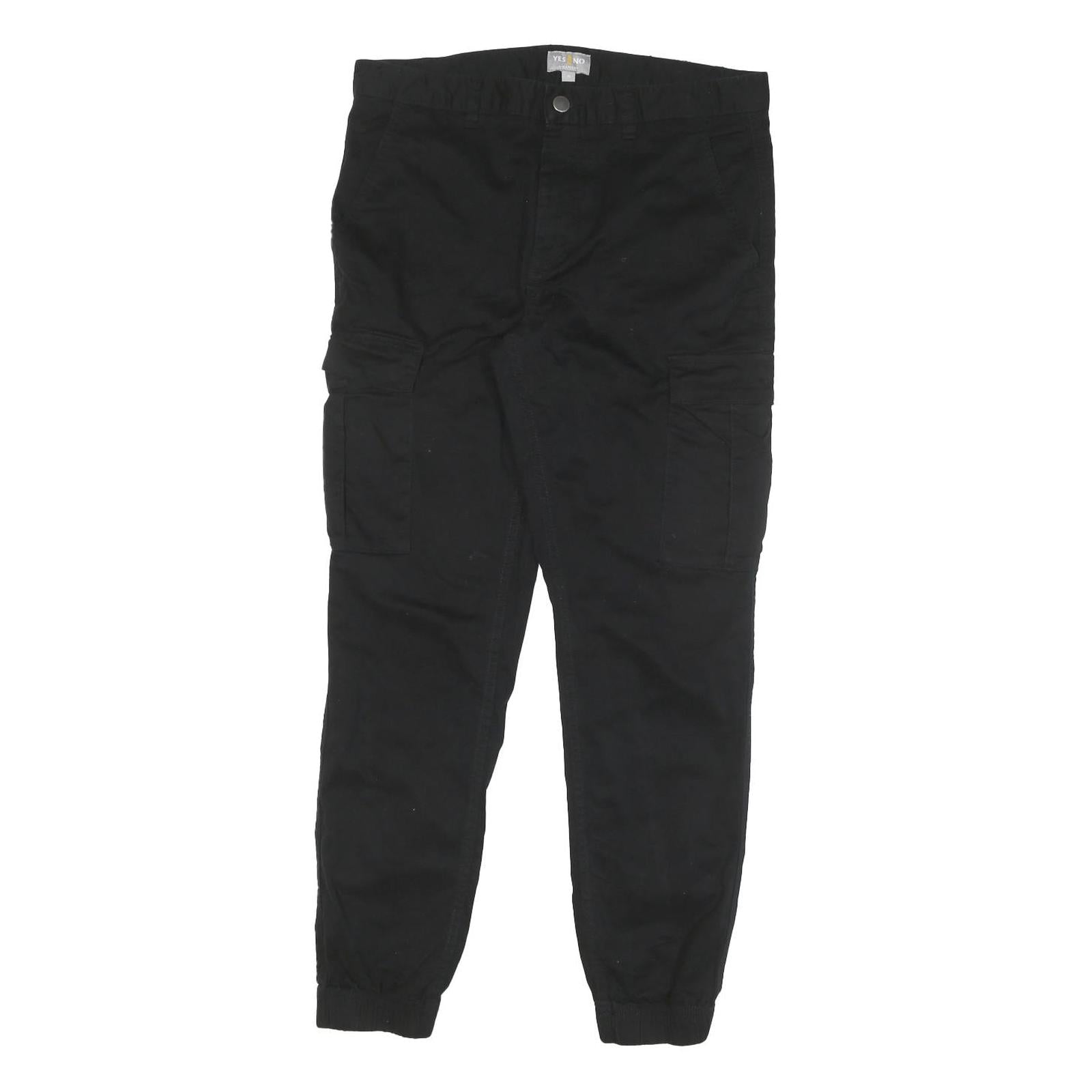 YES OR NO Mens Black Relaxed Cargo Trousers W32 L25 Zip Cotton Blend Casual Refurbished - N/A refurbished available on Cerqular