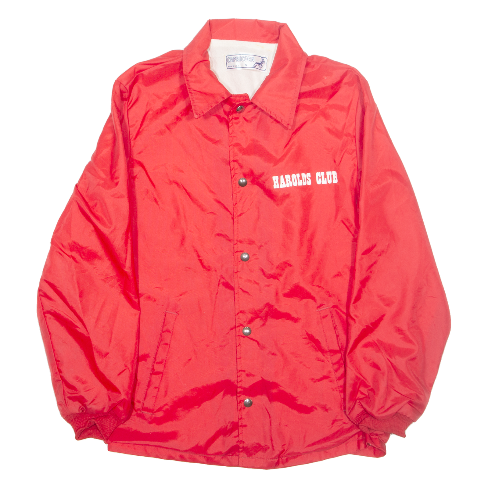 CAPRICORN Harolds Club Mens Coach Jacket Red Nylon USA S Refurbished - N/A refurbished available on Cerqular