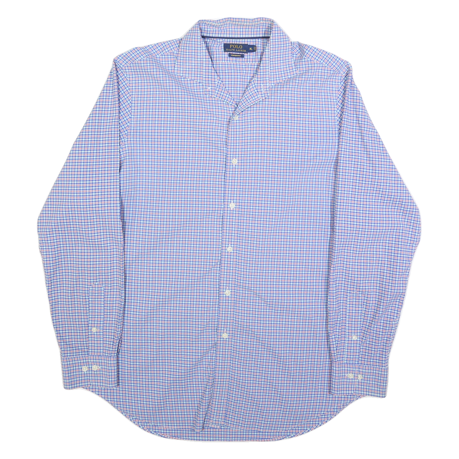POLO RALPH LAUREN Mens Blue Red Check Shirt XL Classic Cotton Long Sleeve Button Refurbished - N/A refurbished available on Cerqular